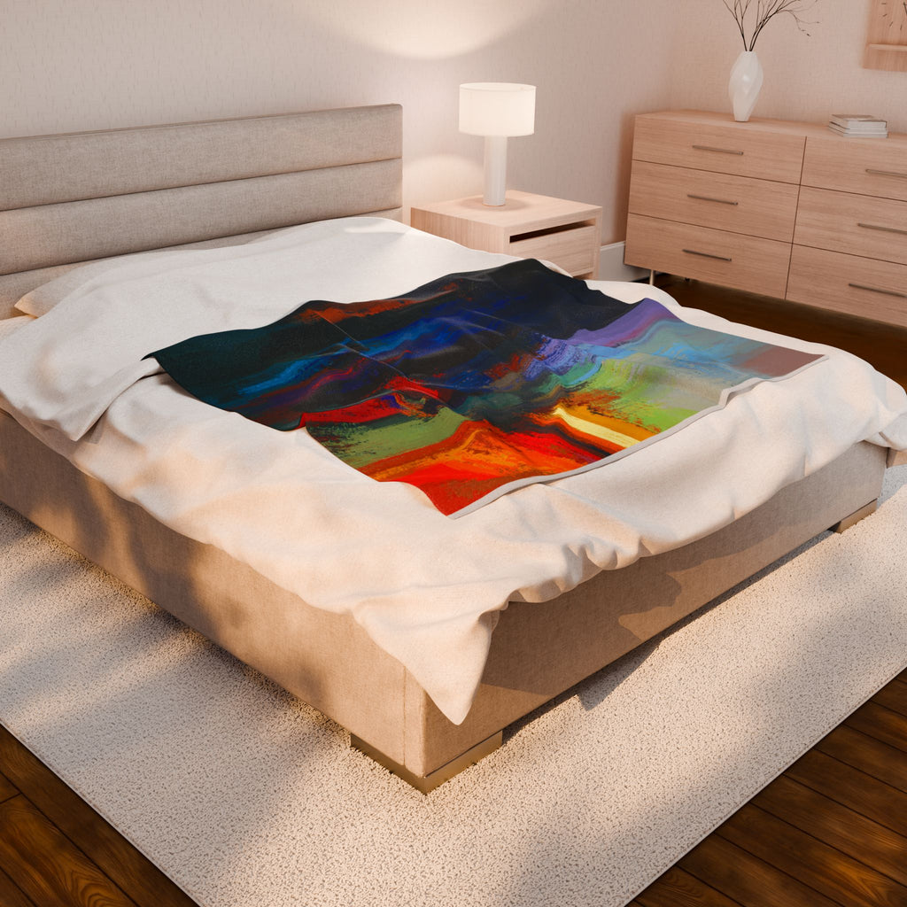 Multicolored Abstract Art Velveteen Plush Blanket