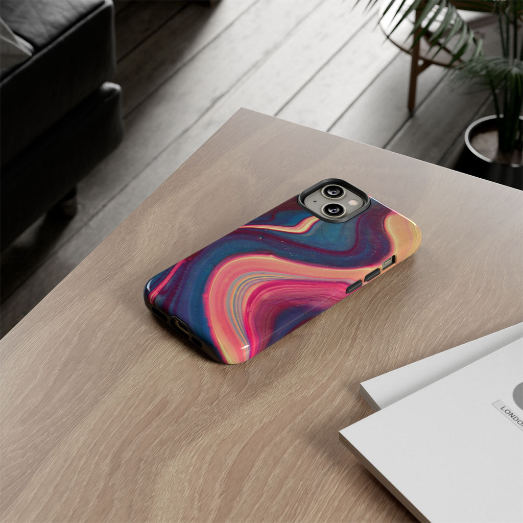 Colorful Wavy Marble Swirl Protective Phone Case