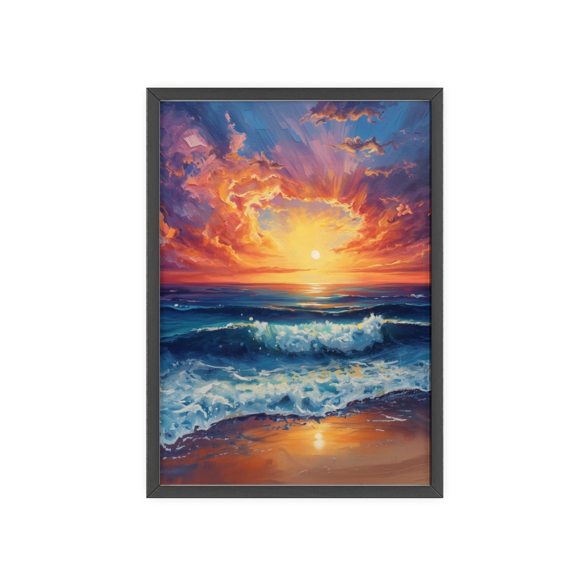 Sunset Ocean Vibrant Seascape Framed Poster