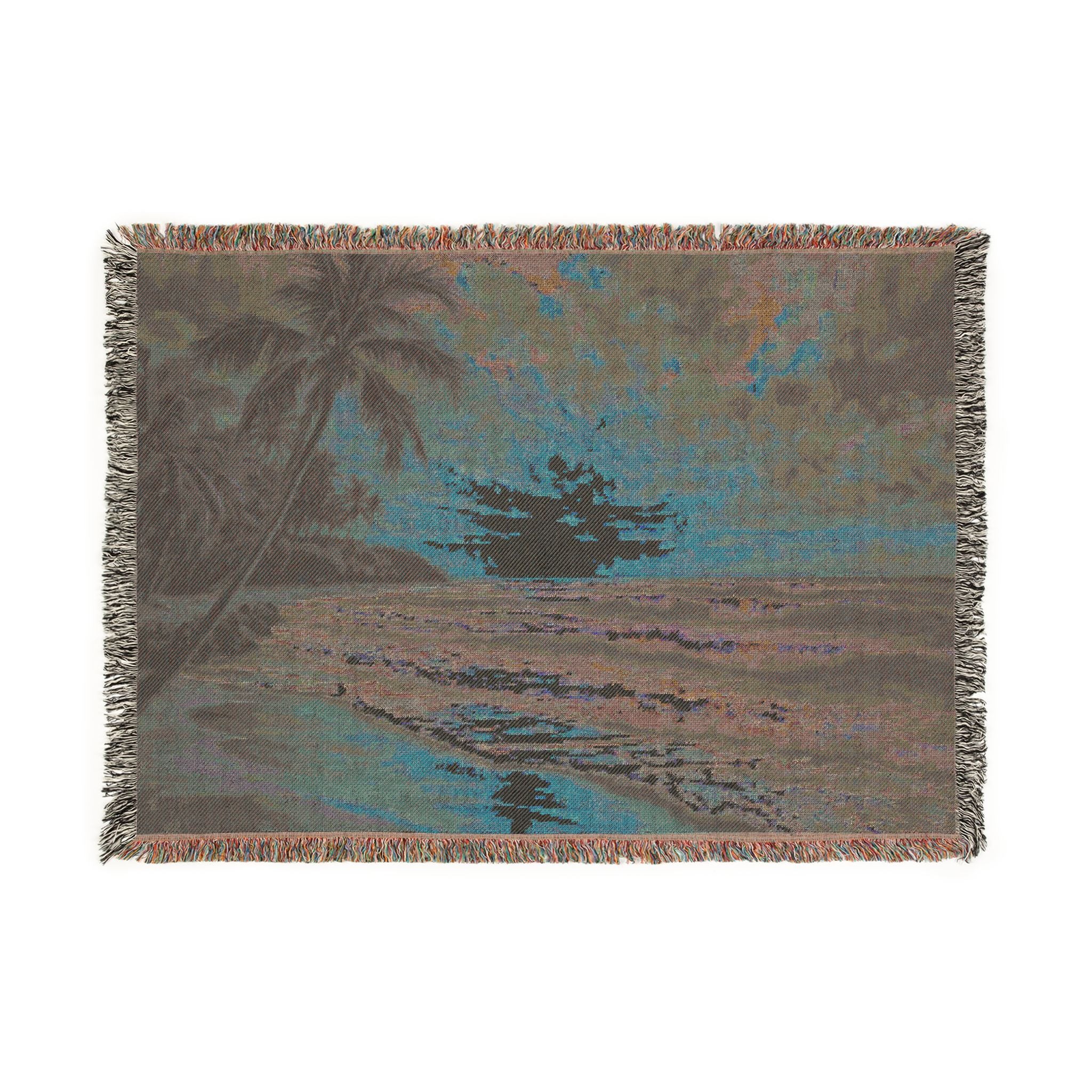 Beach Sunset Woven Blanket