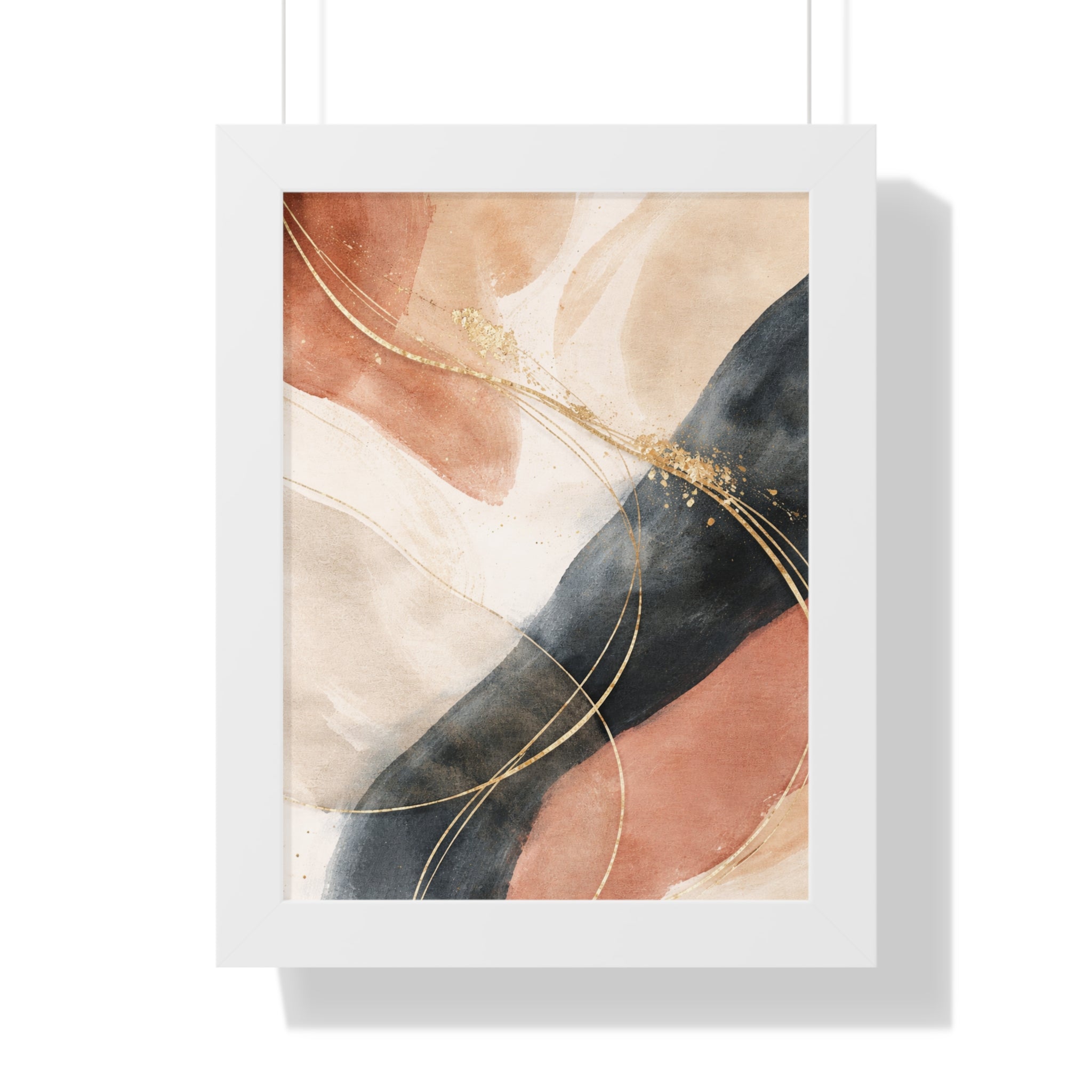 Modern Abstract Earth Tone Wall Art Poster with Gold Accents