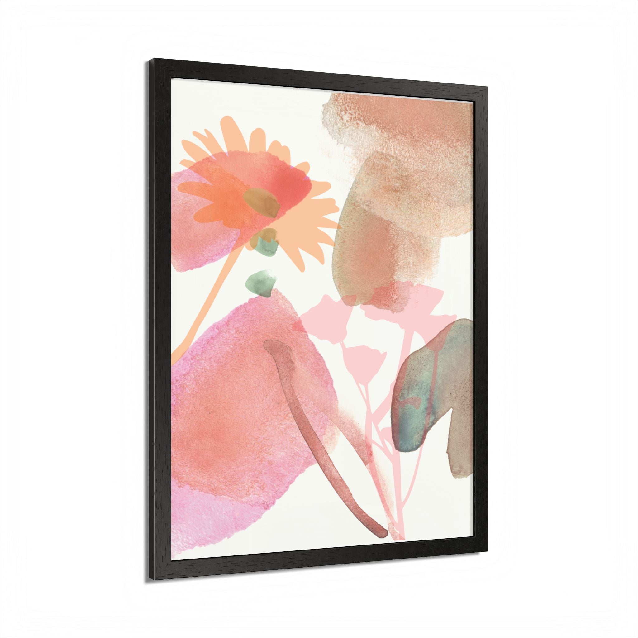 Multi-Color Abstract & Floral Design Framed Poster