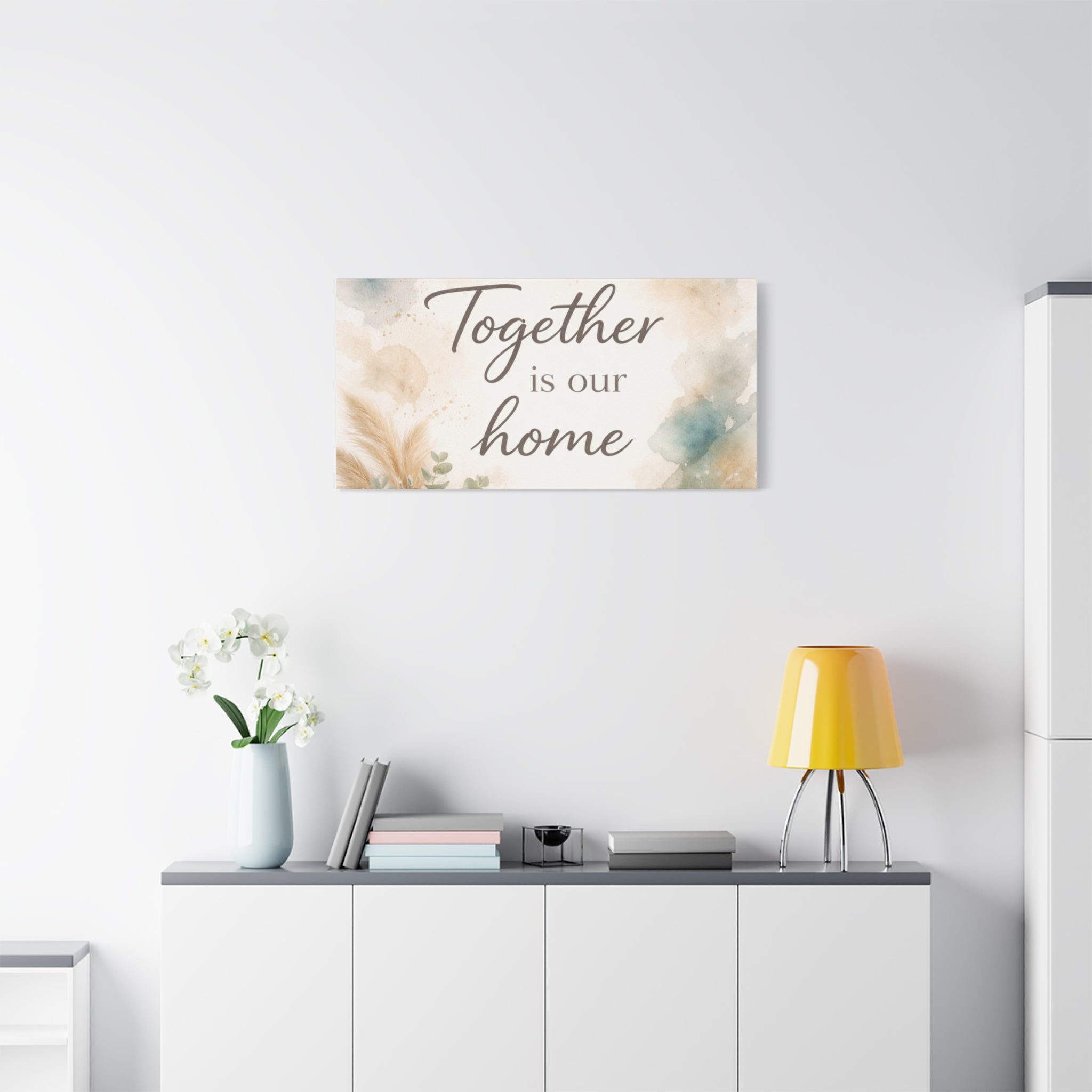 Together Is Our Home Floral Inspirational Decor Canvas Wall Art