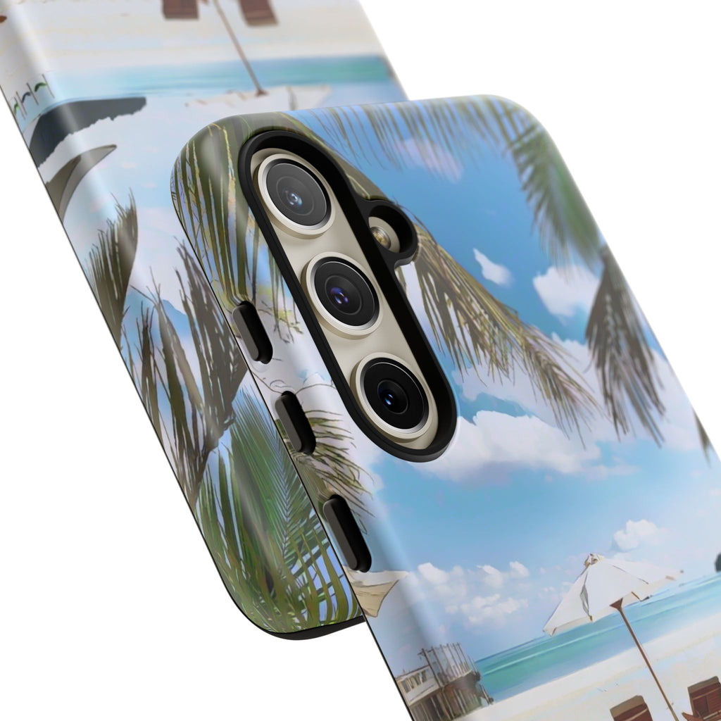 Beach Paradise Tropical Palm Beach Scene Tough Phone Case