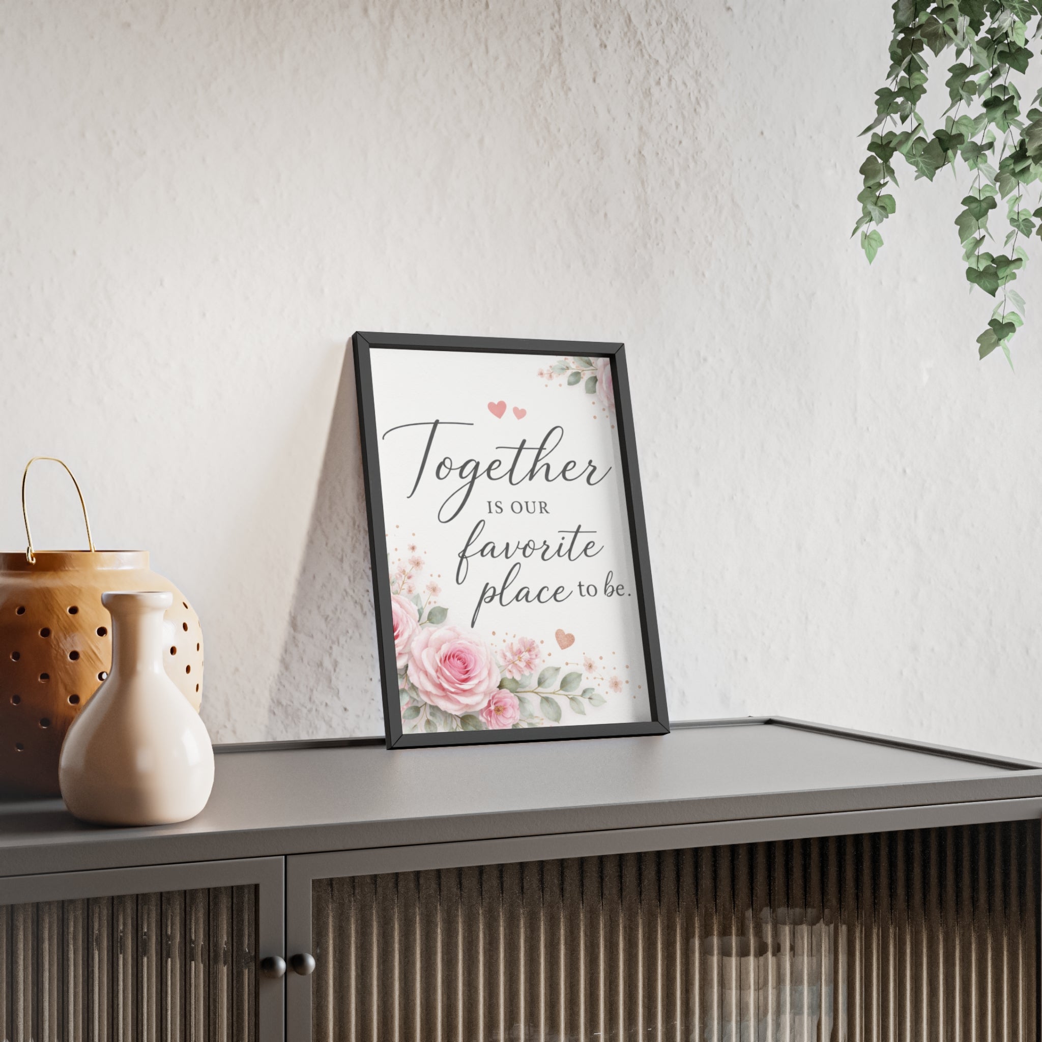 Together Is Our Favorite Place To Be Framed Floral Wall Art