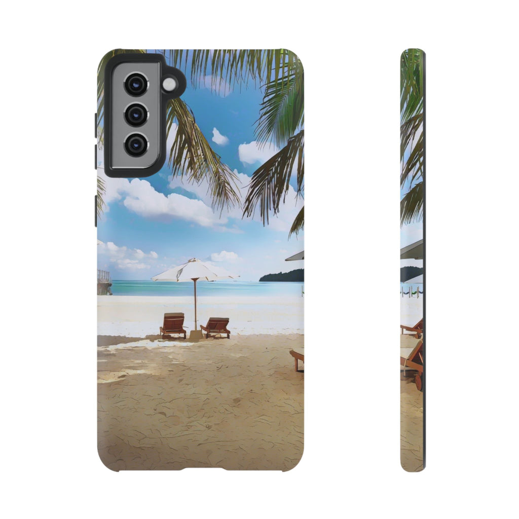 Beach Paradise Tropical Palm Beach Scene Tough Phone Case
