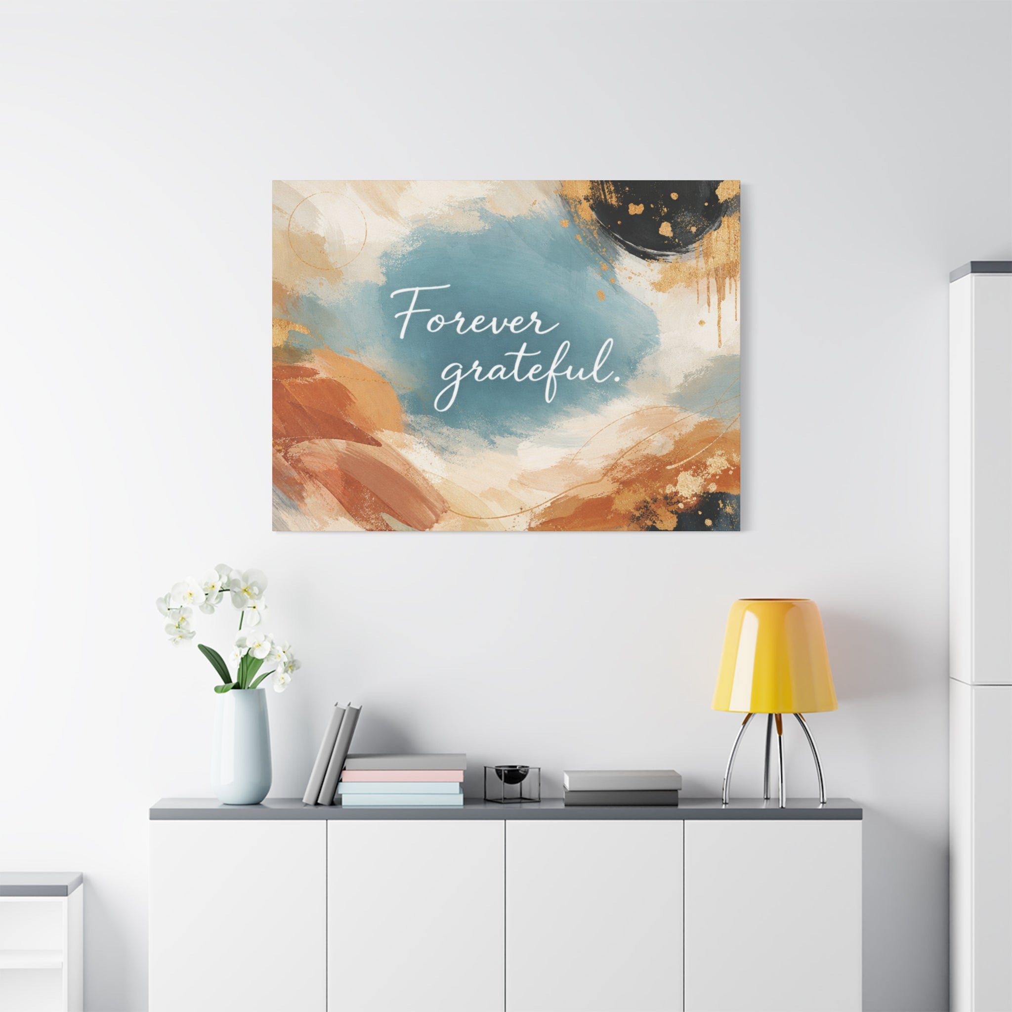 Forever Grateful Canvas Wall Art Inspirational Abstract Home Decor
