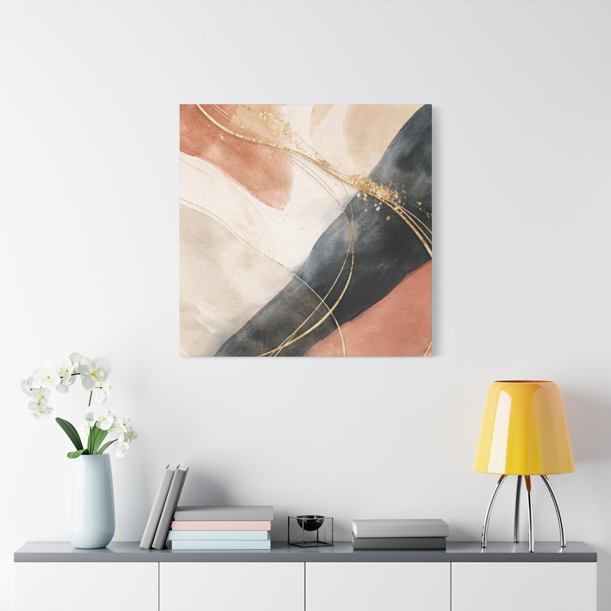Abstract Blush & Gold Matte Canvas Print
