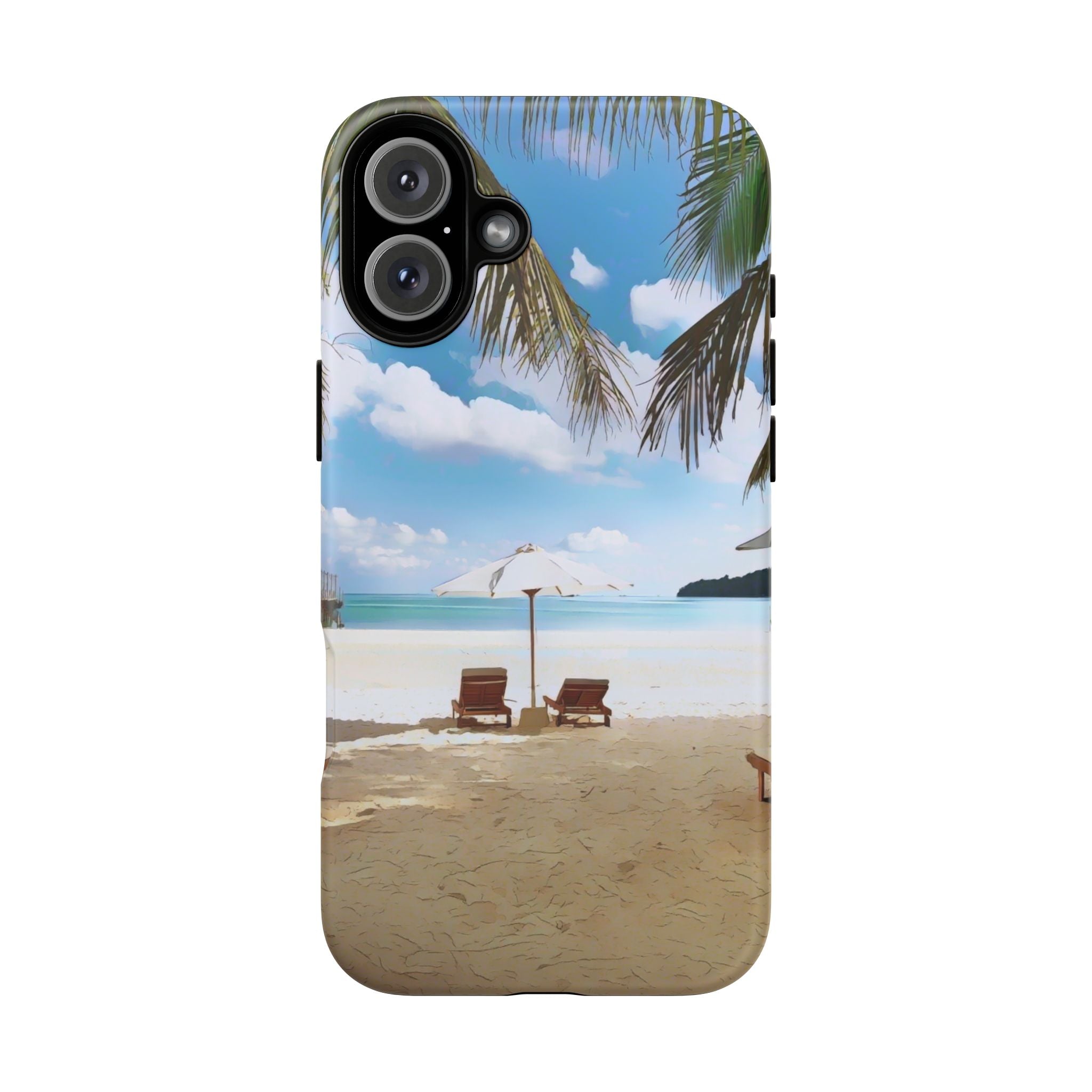 Beach Paradise Tropical Palm Beach Scene Tough Phone Case