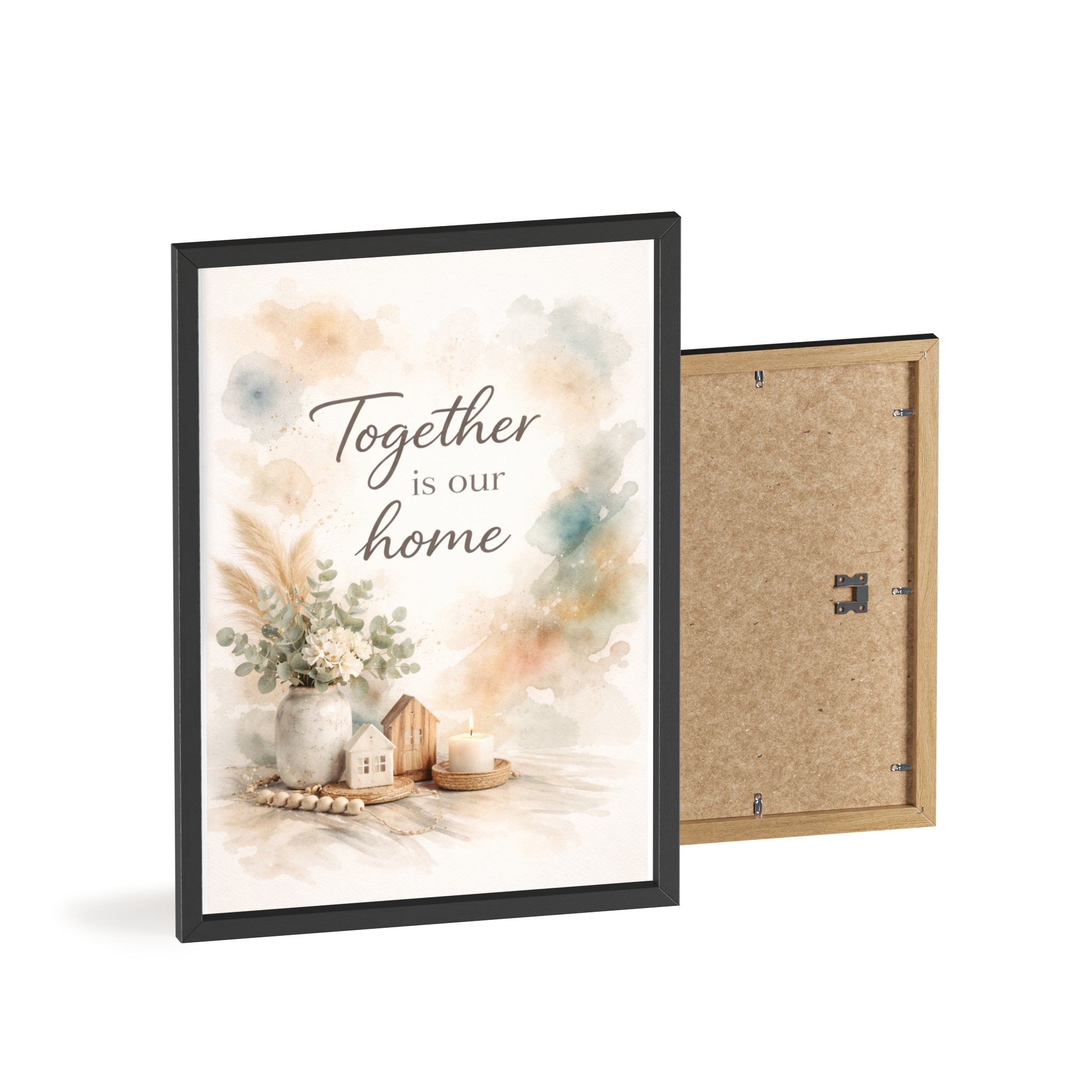Together Is Our Home Framed Poster Cozy Watercolor Floral Wall Art