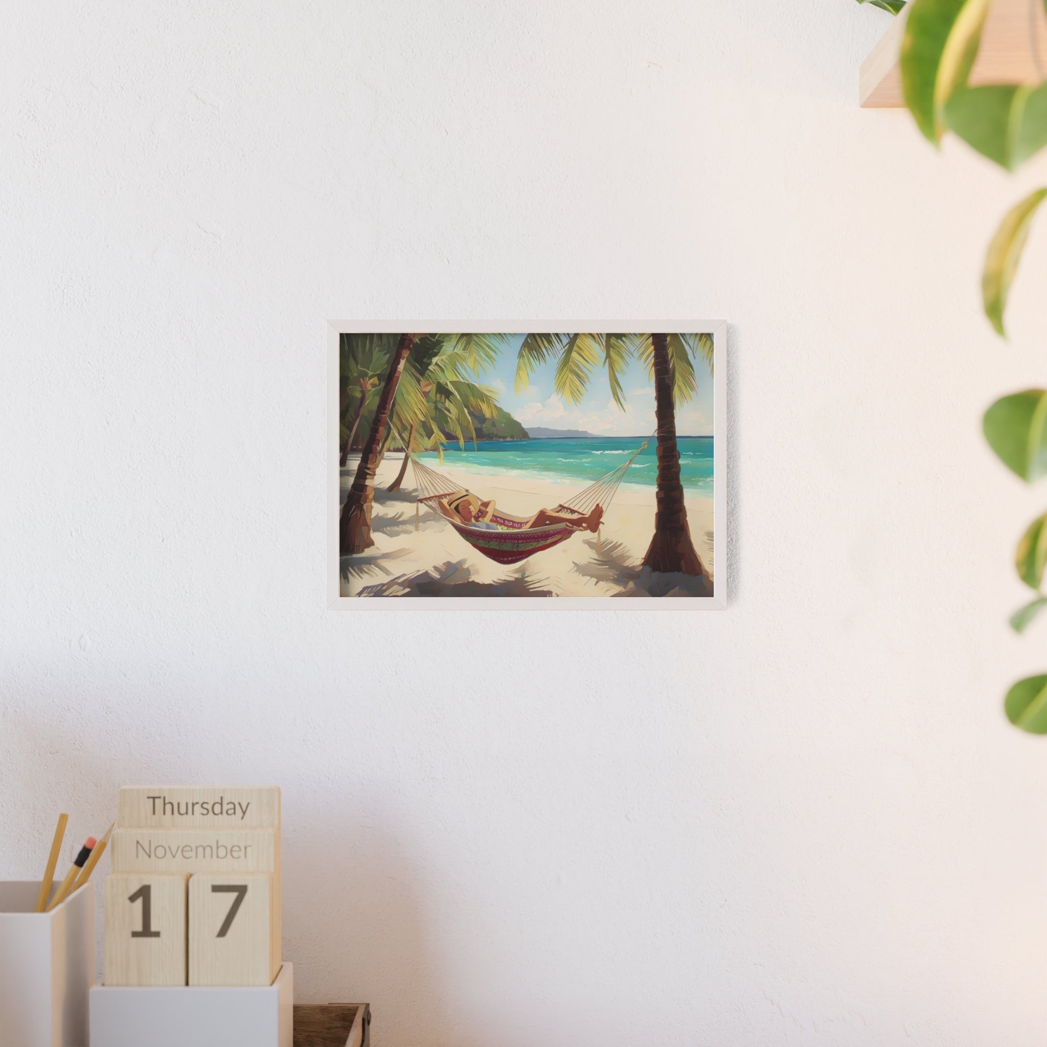 Tropical Beach Hammock Framed Poster