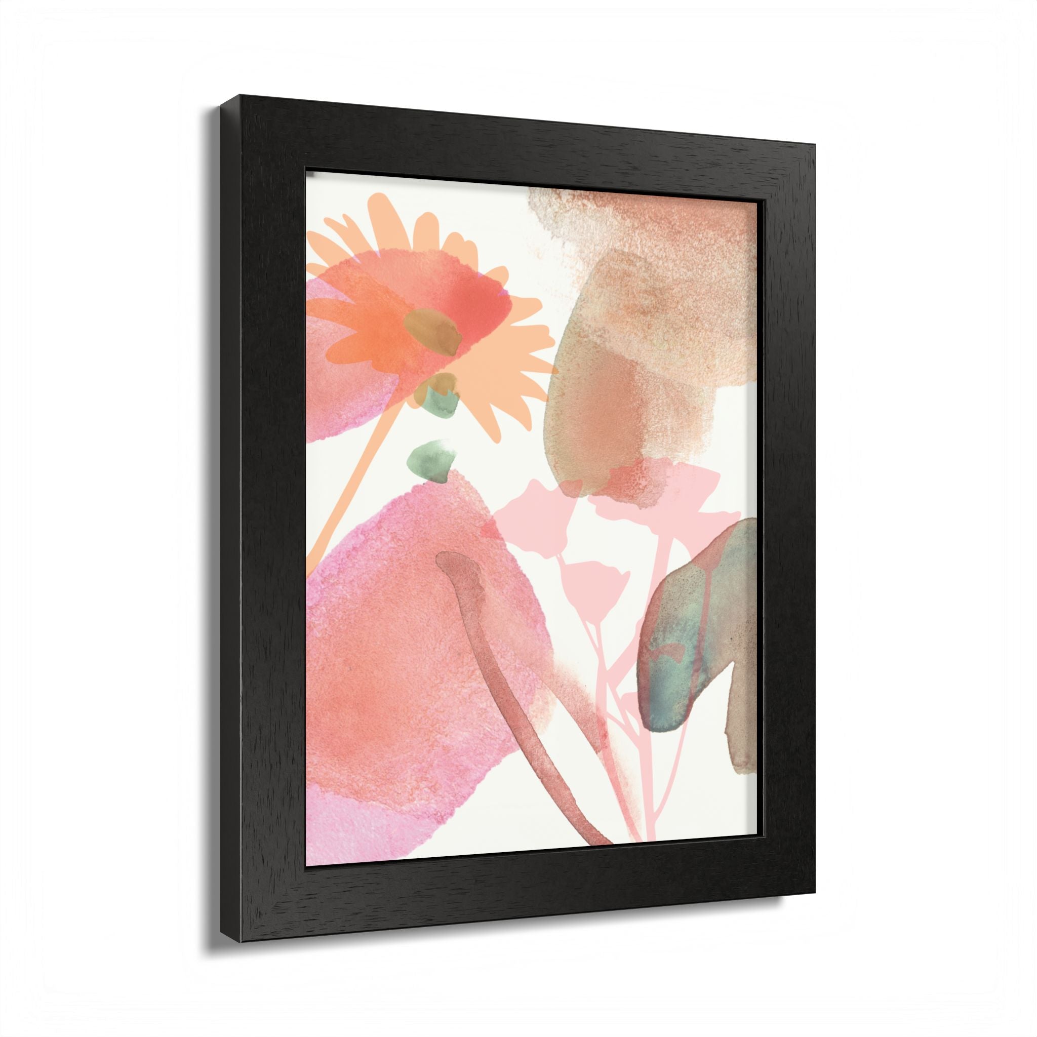 Multi-Color Abstract & Floral Design Framed Poster