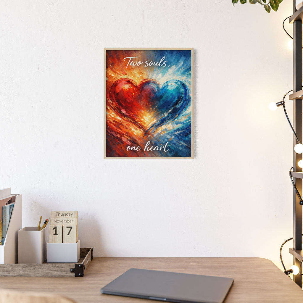 Two Souls One Heart Framed Poster — Romantic Heart Wall Art