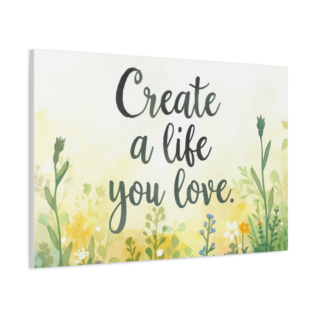 Create a Life You Love Inspirational Floral Matte Canvas Wall Art
