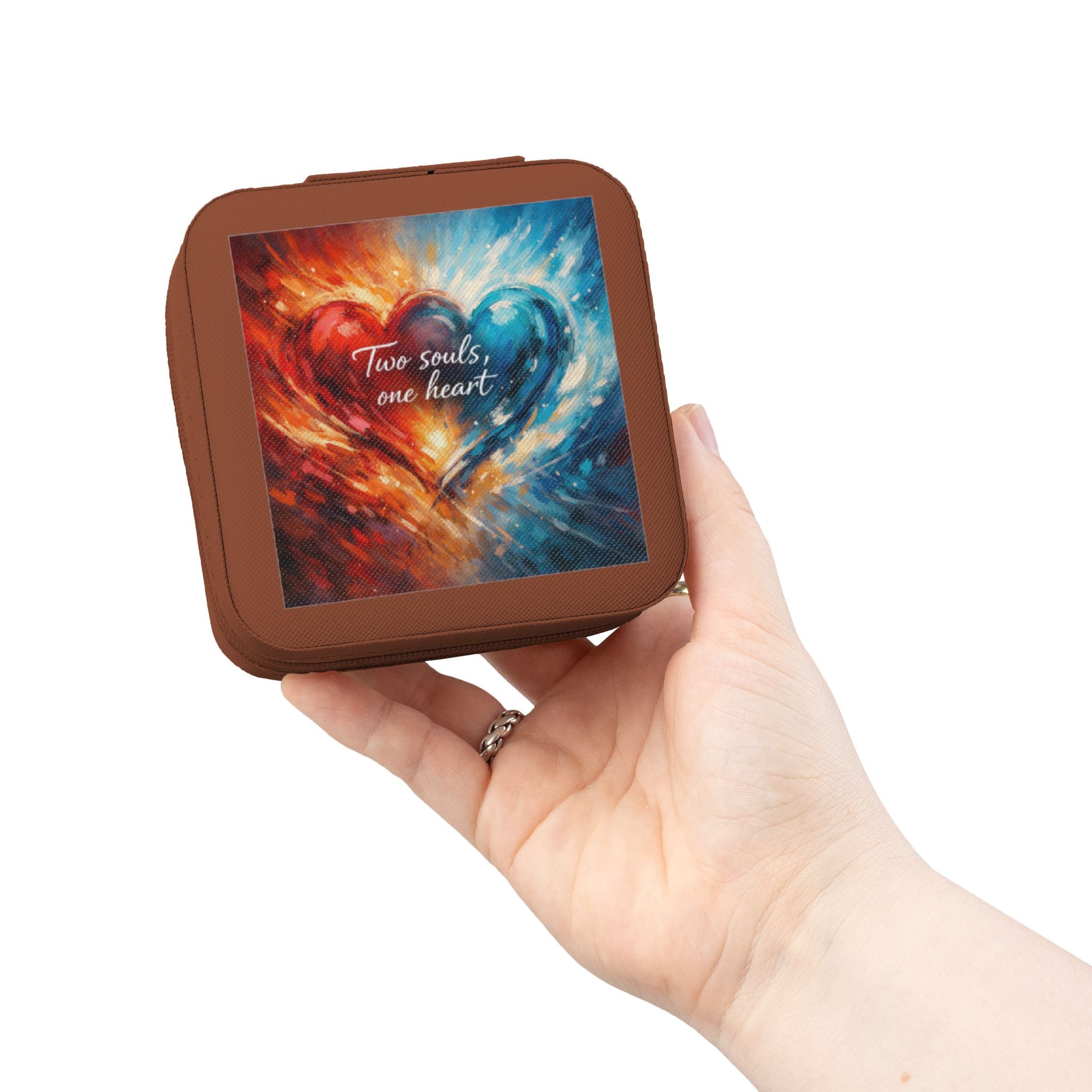 Heart Flame Jewelry Travel Case Compact Portable Organizer