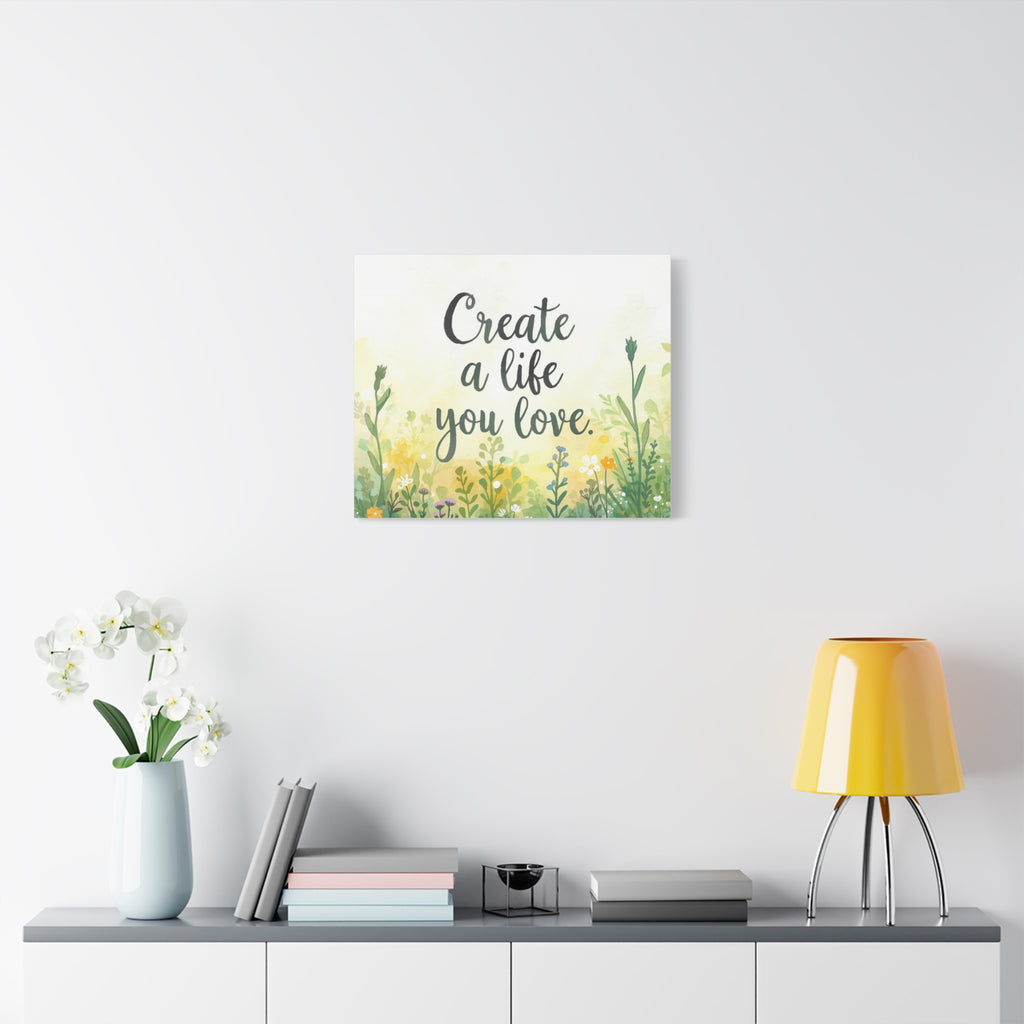 Create a Life You Love Inspirational Floral Matte Canvas Wall Art