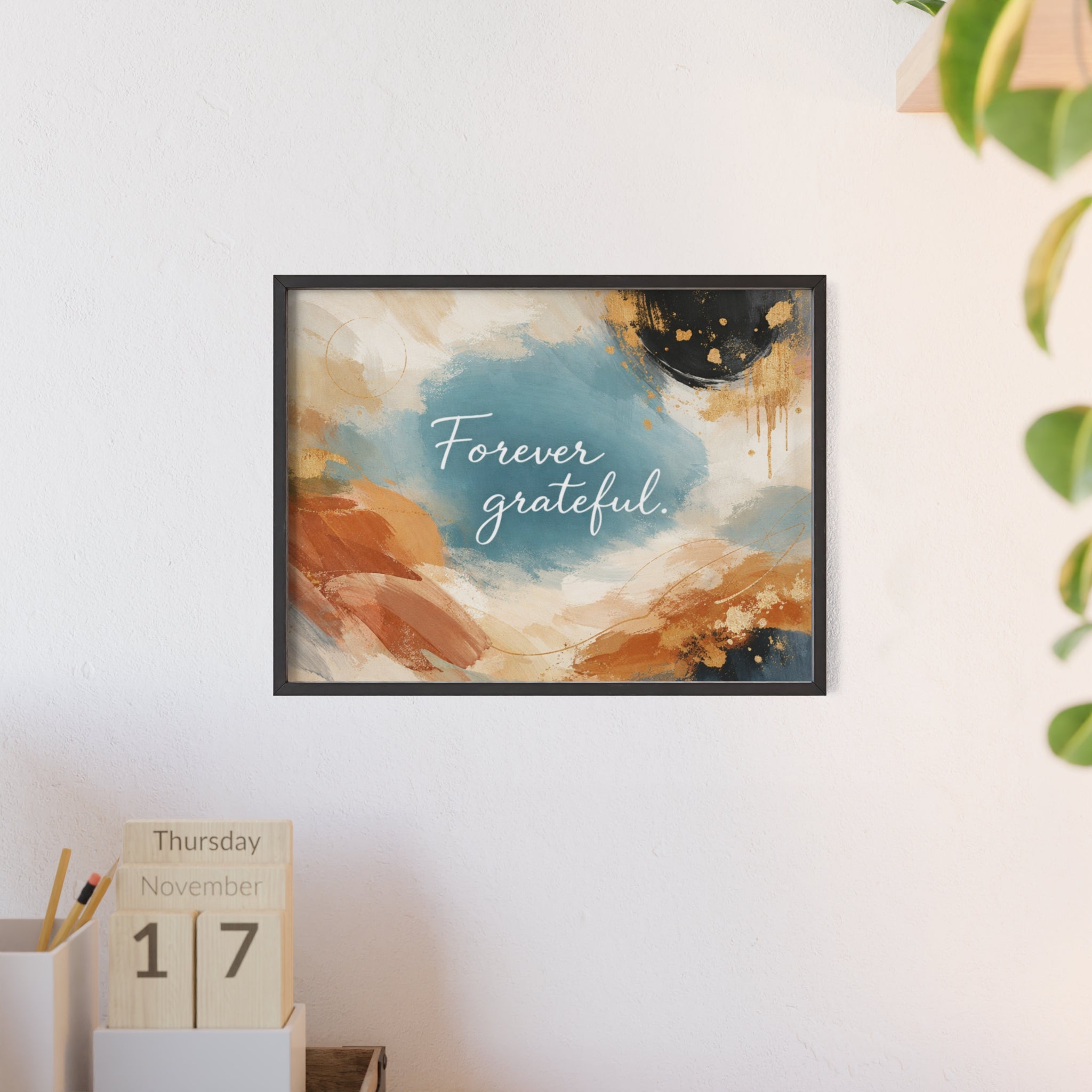 Forever Grateful Framed Poster Abstract Watercolor Wall Art