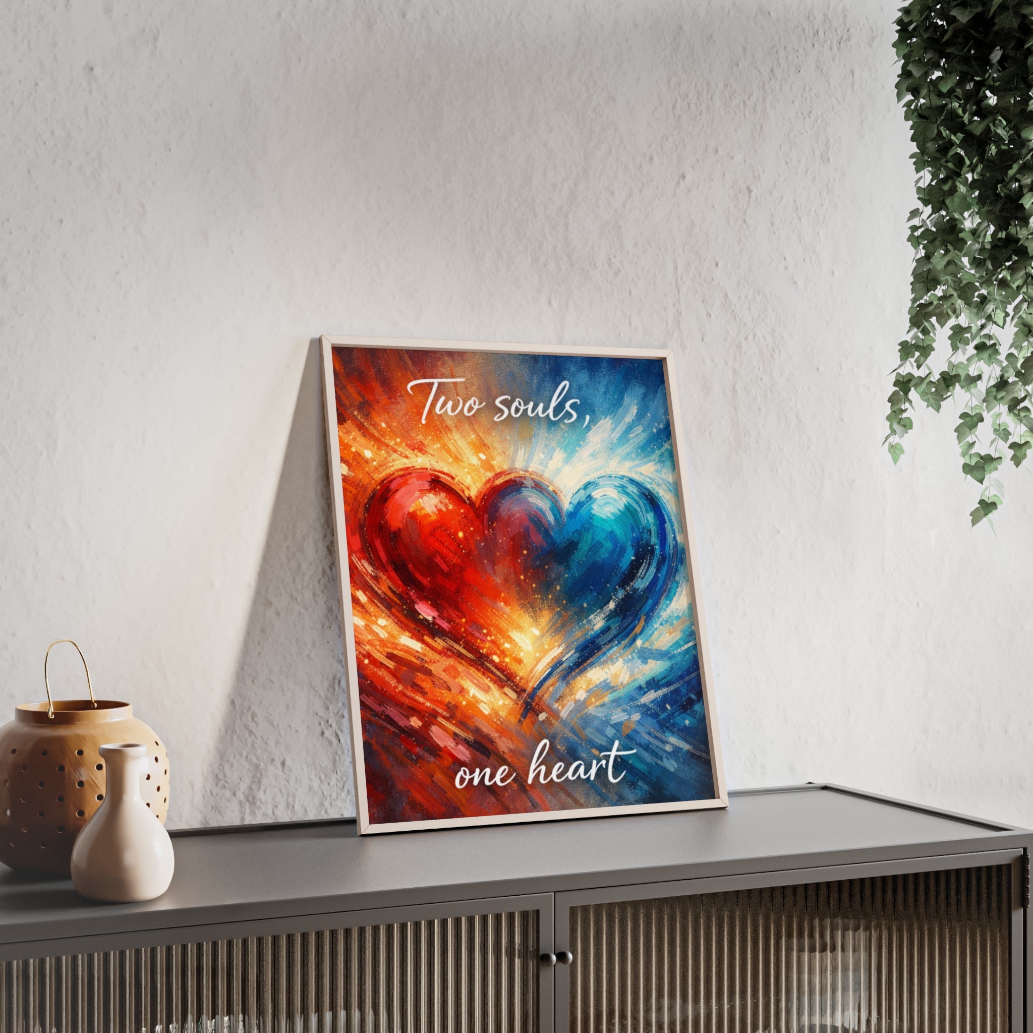 Two Souls One Heart Framed Poster — Romantic Heart Wall Art