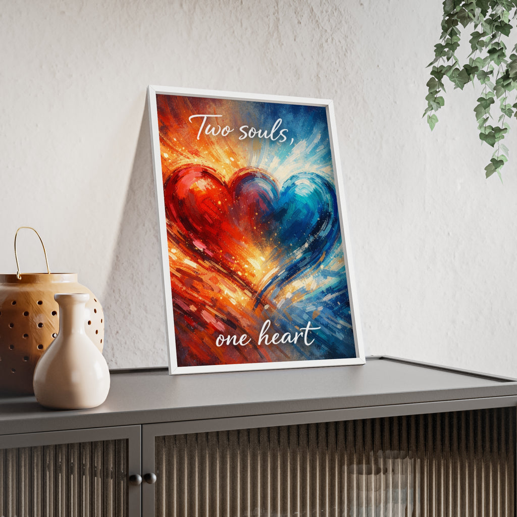 Two Souls One Heart Framed Poster — Romantic Heart Wall Art