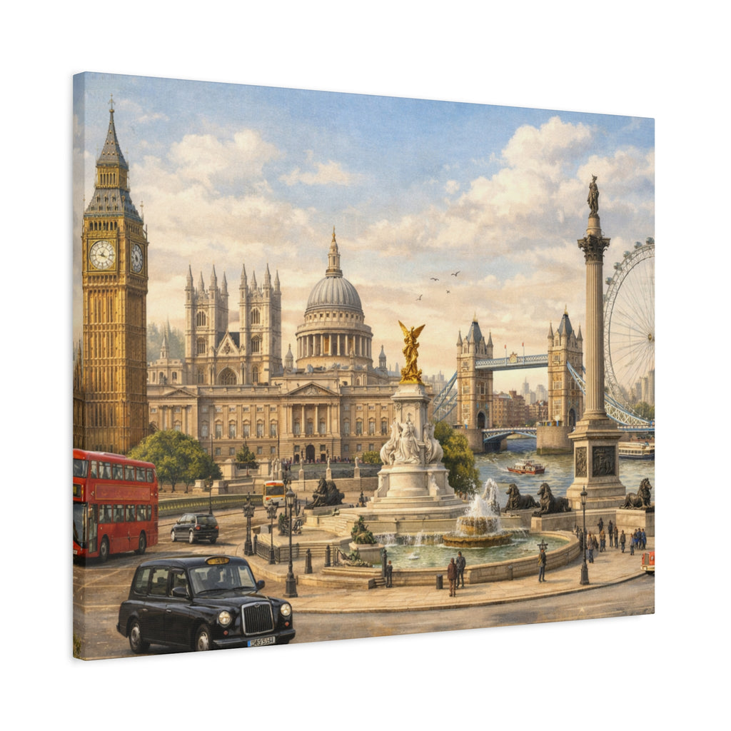 London Cityscape Matte Canvas Print Wall Art