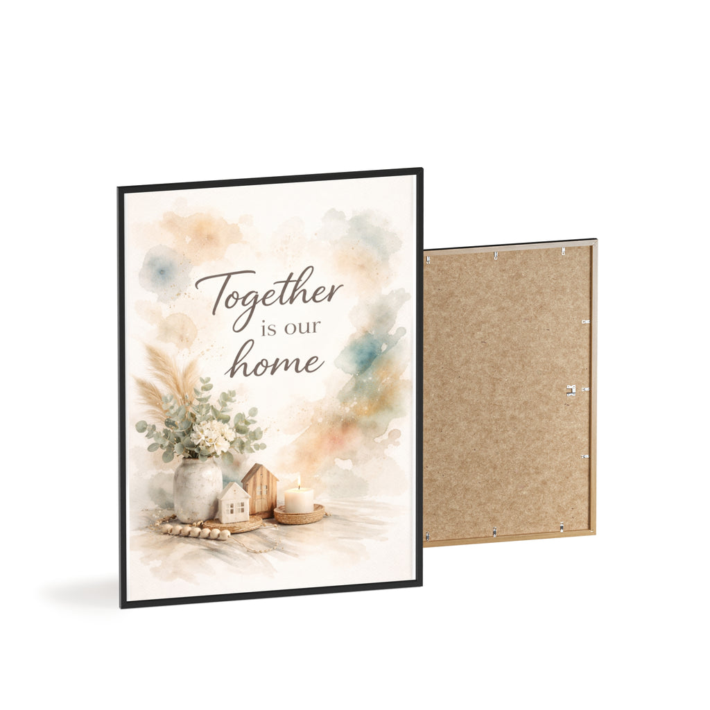 Together Is Our Home Framed Poster Cozy Watercolor Floral Wall Art