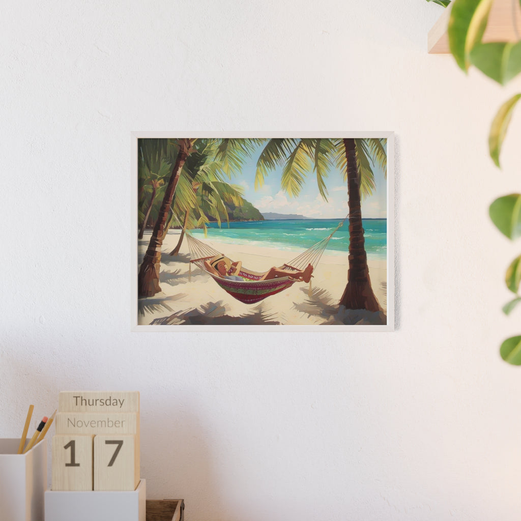 Tropical Beach Hammock Framed Poster
