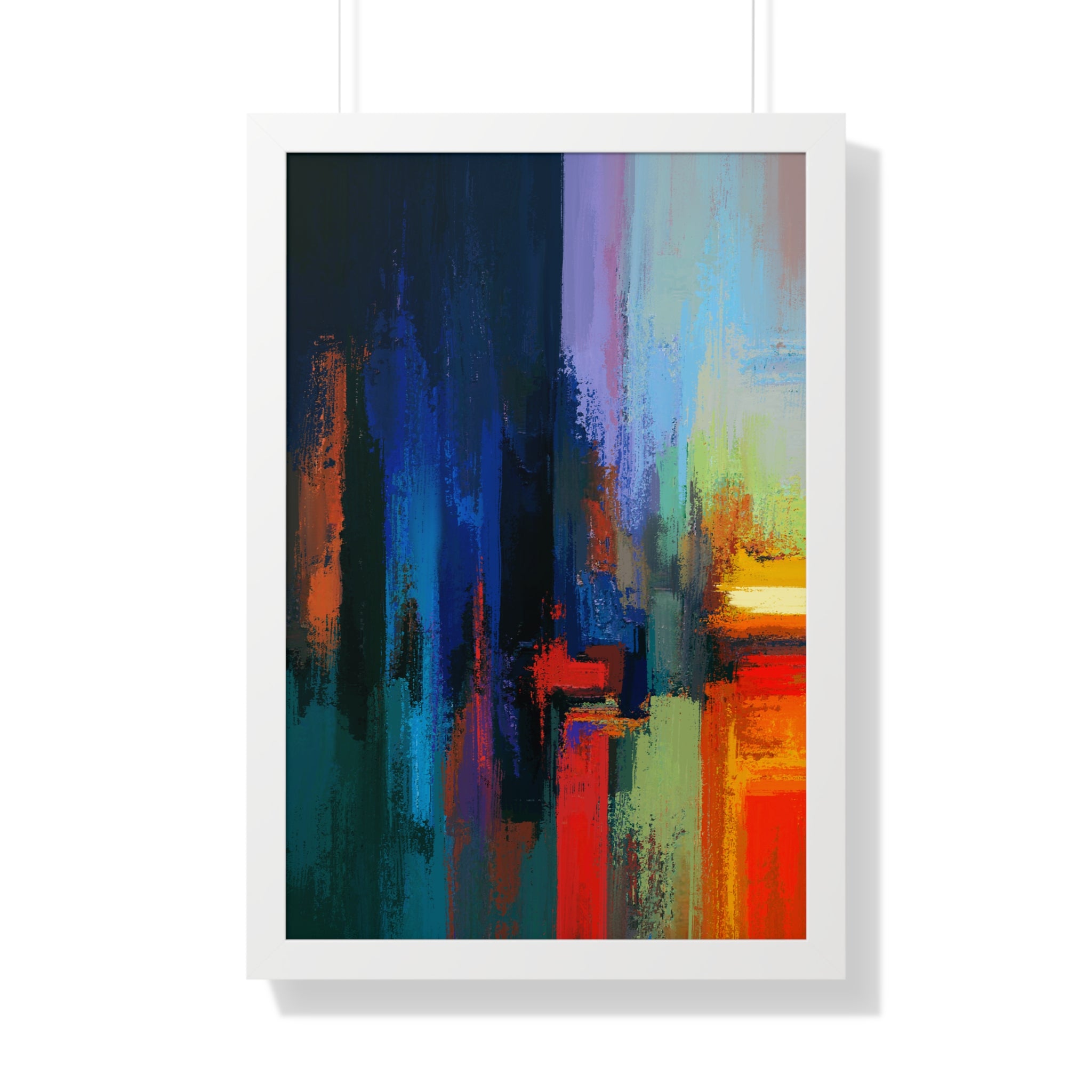Abstract Colorful Cityscape Framed Vertical Poster