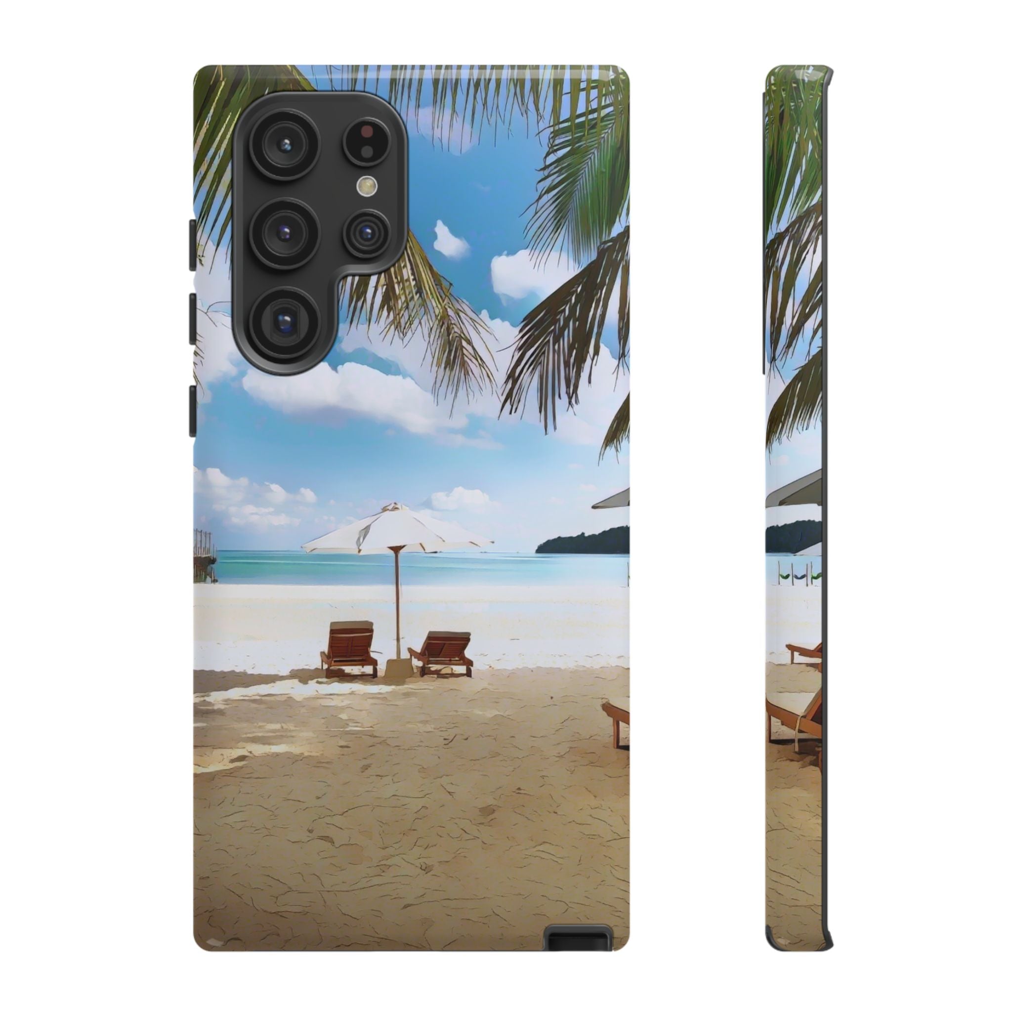 Beach Paradise Tropical Palm Beach Scene Tough Phone Case