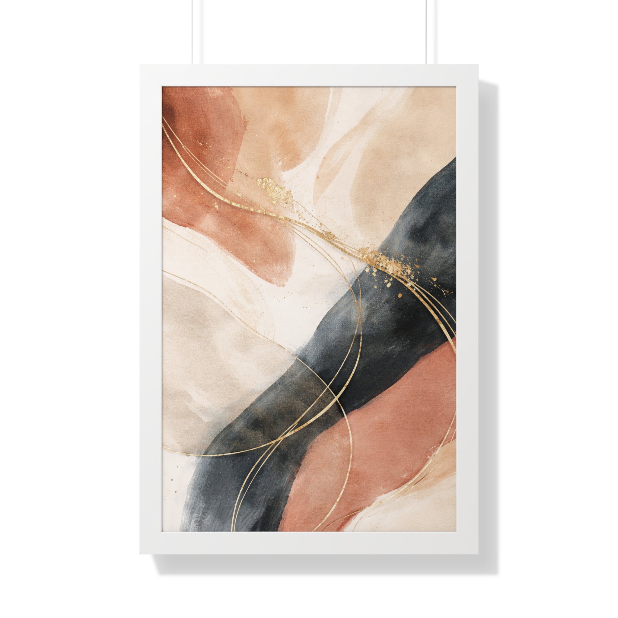 Modern Abstract Earth Tone Wall Art Poster with Gold Accents