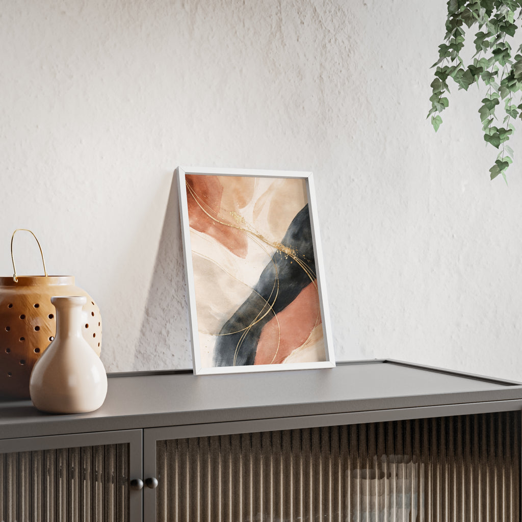 Abstract Gold Arc Framed Poster Modern Watercolor Wall Art