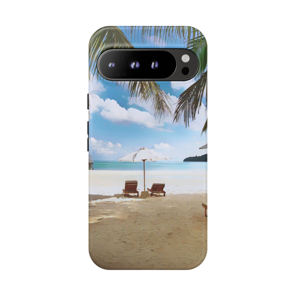 Beach Paradise Tropical Palm Beach Scene Tough Phone Case