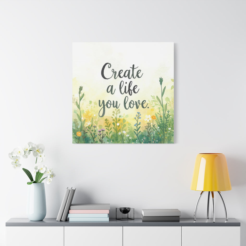 Create a Life You Love Inspirational Floral Matte Canvas Wall Art