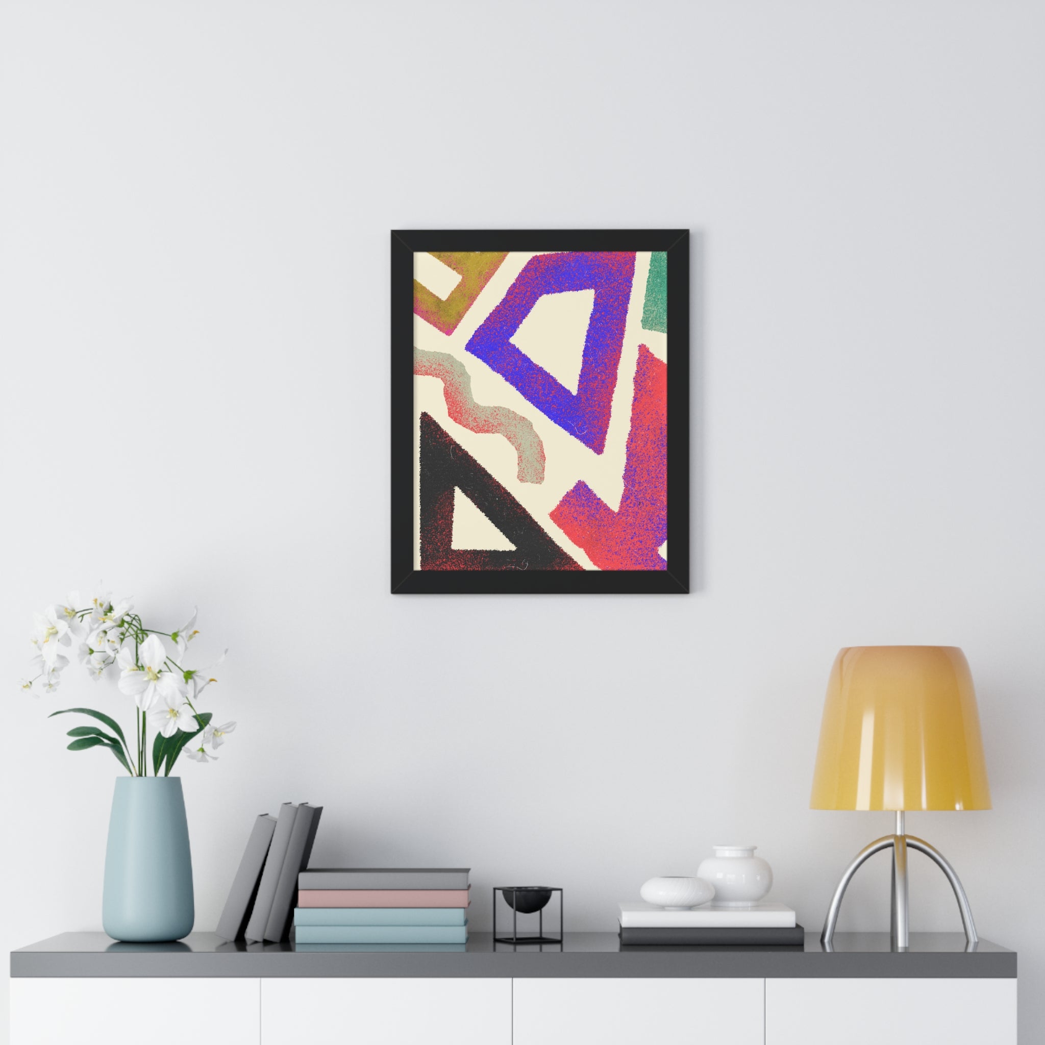 Abstract Colorful Geometric Framed Poster