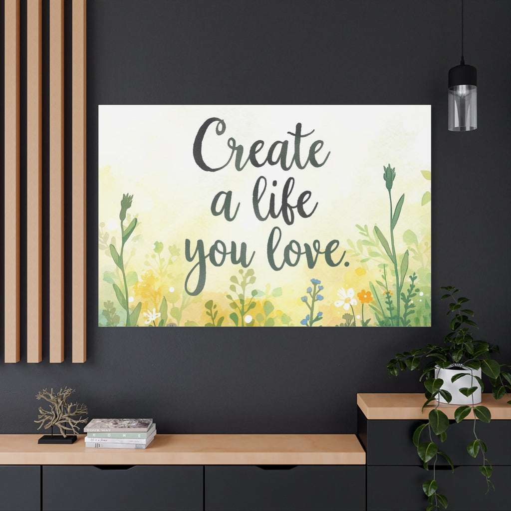 Create a Life You Love Inspirational Floral Matte Canvas Wall Art