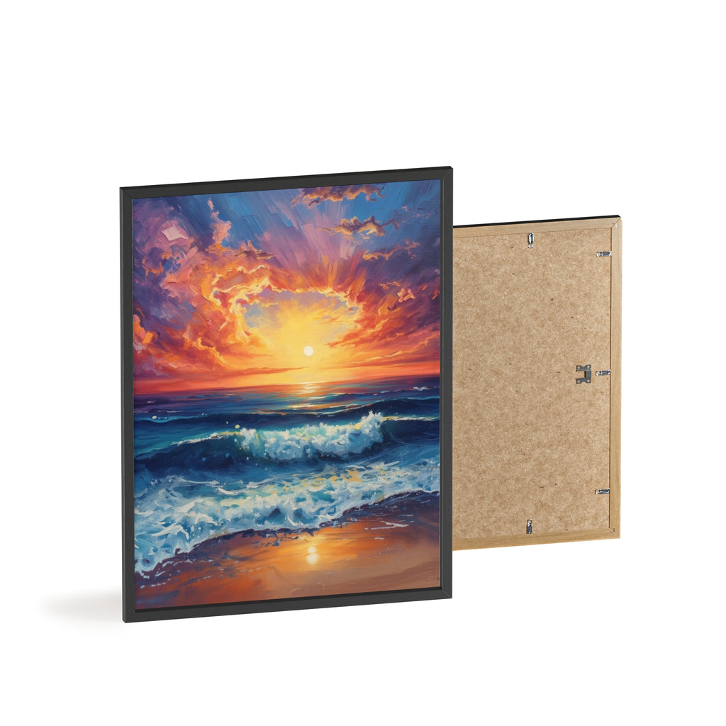 Sunset Ocean Vibrant Seascape Framed Poster