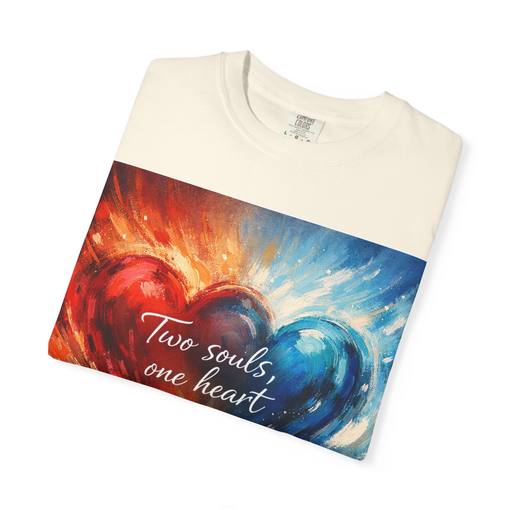 Two Souls One Heart Fiery and Ocean Heart Art T-Shirt