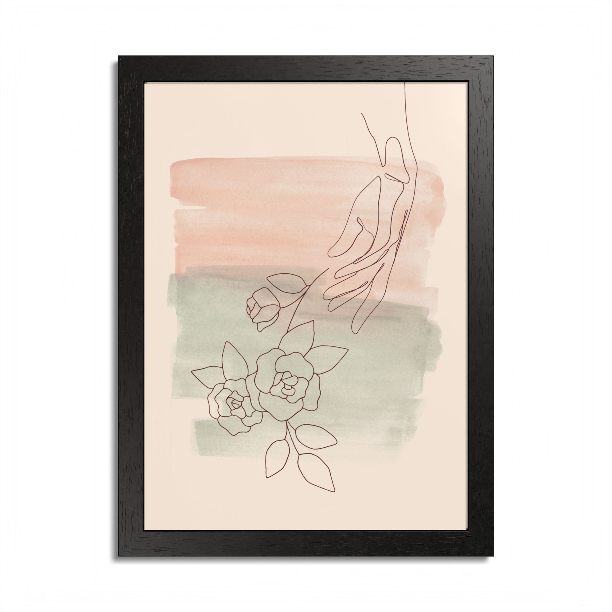 Hand Reaching for Flowers Framed Poster