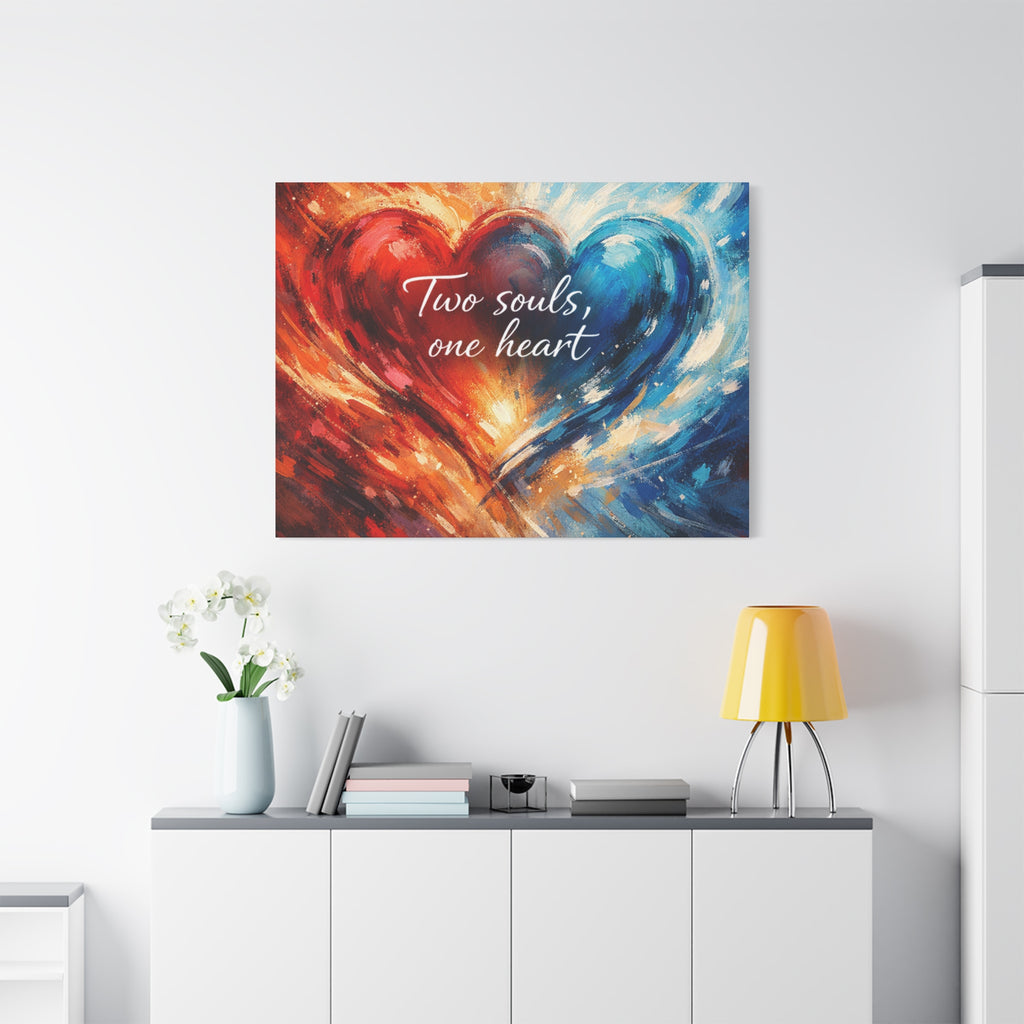 Two Souls One Heart Intertwined Heart Matte Canvas