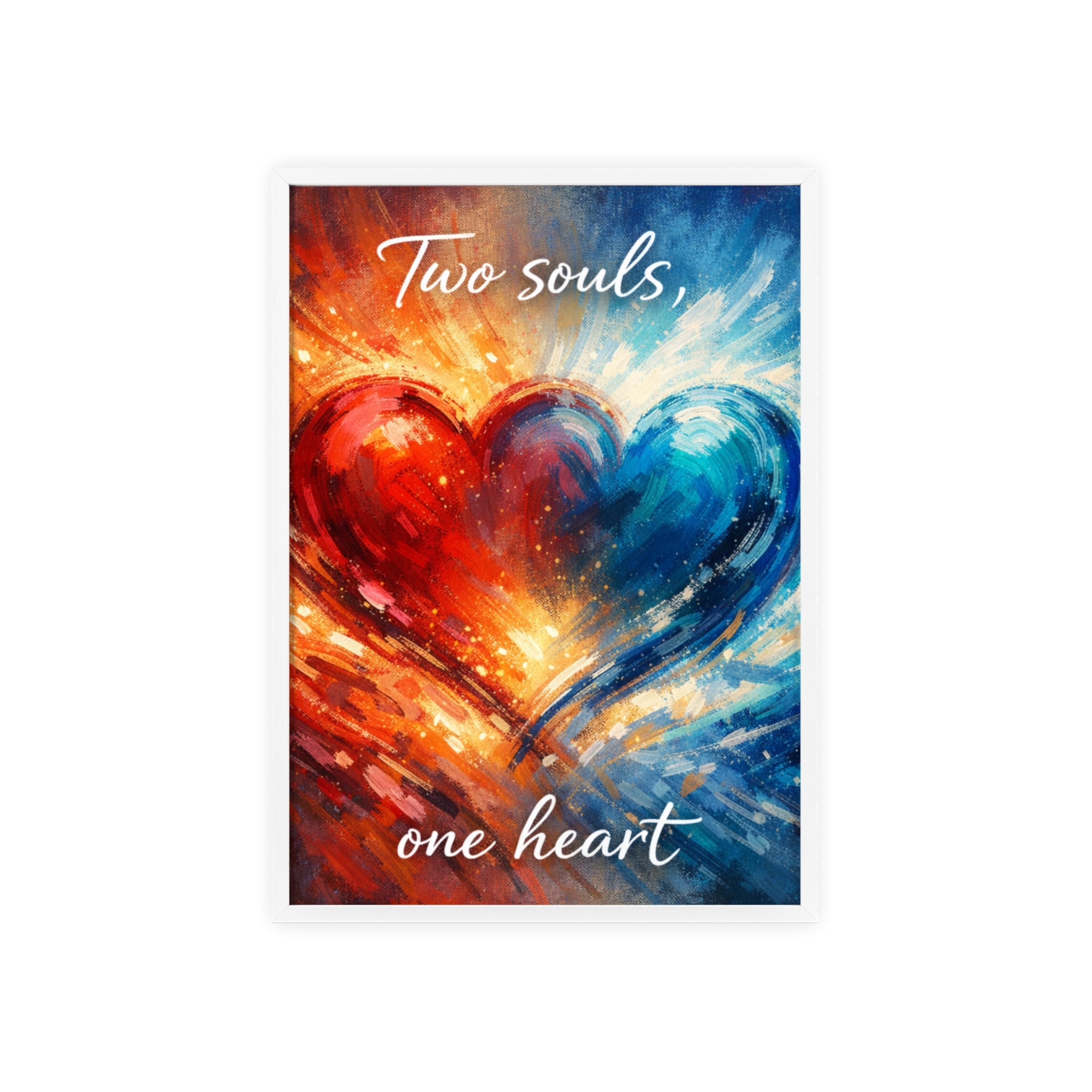 Two Souls One Heart Framed Poster — Romantic Heart Wall Art