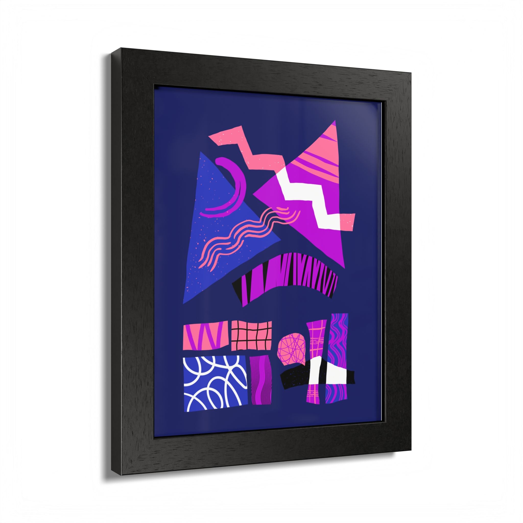 Abstract Geometric Framed Poster — Pink & Purple Modern Wall Art