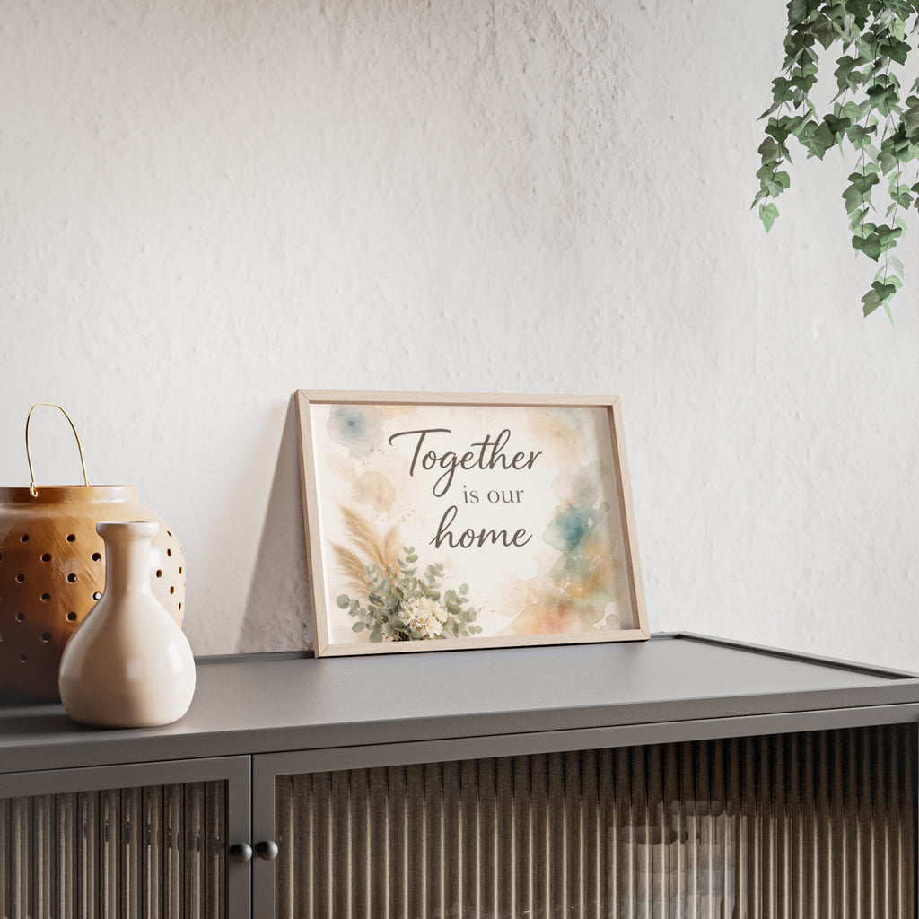 Together Is Our Home Framed Poster Cozy Watercolor Floral Wall Art