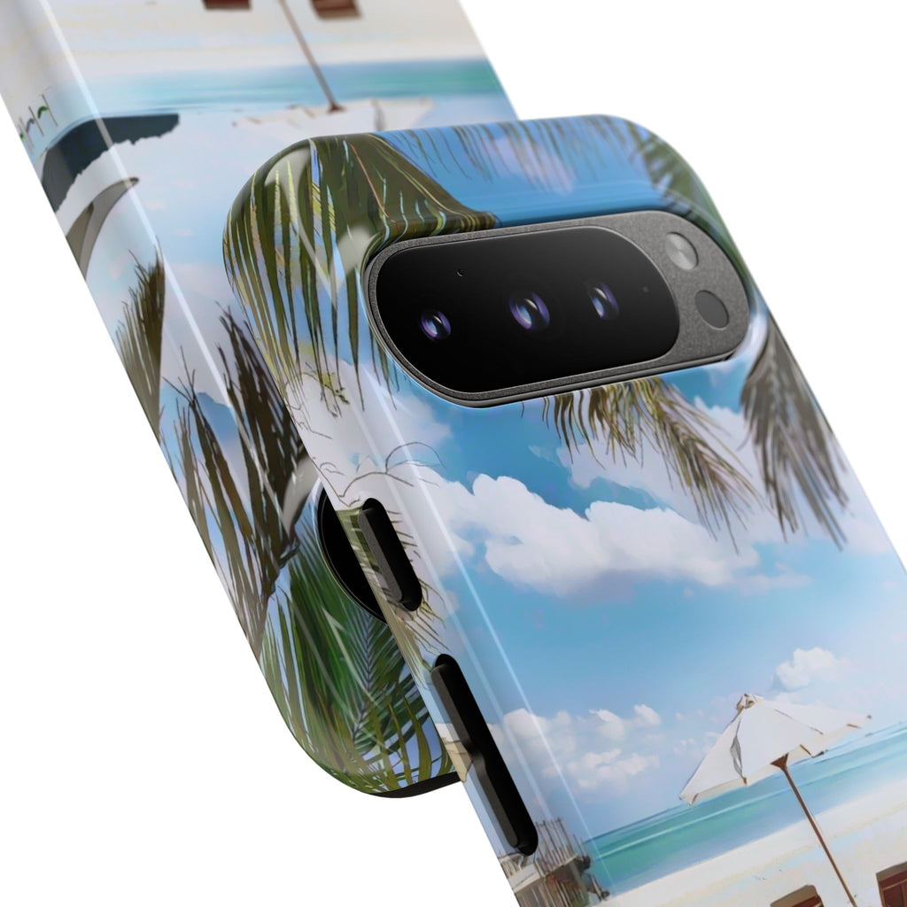 Beach Paradise Tropical Palm Beach Scene Tough Phone Case