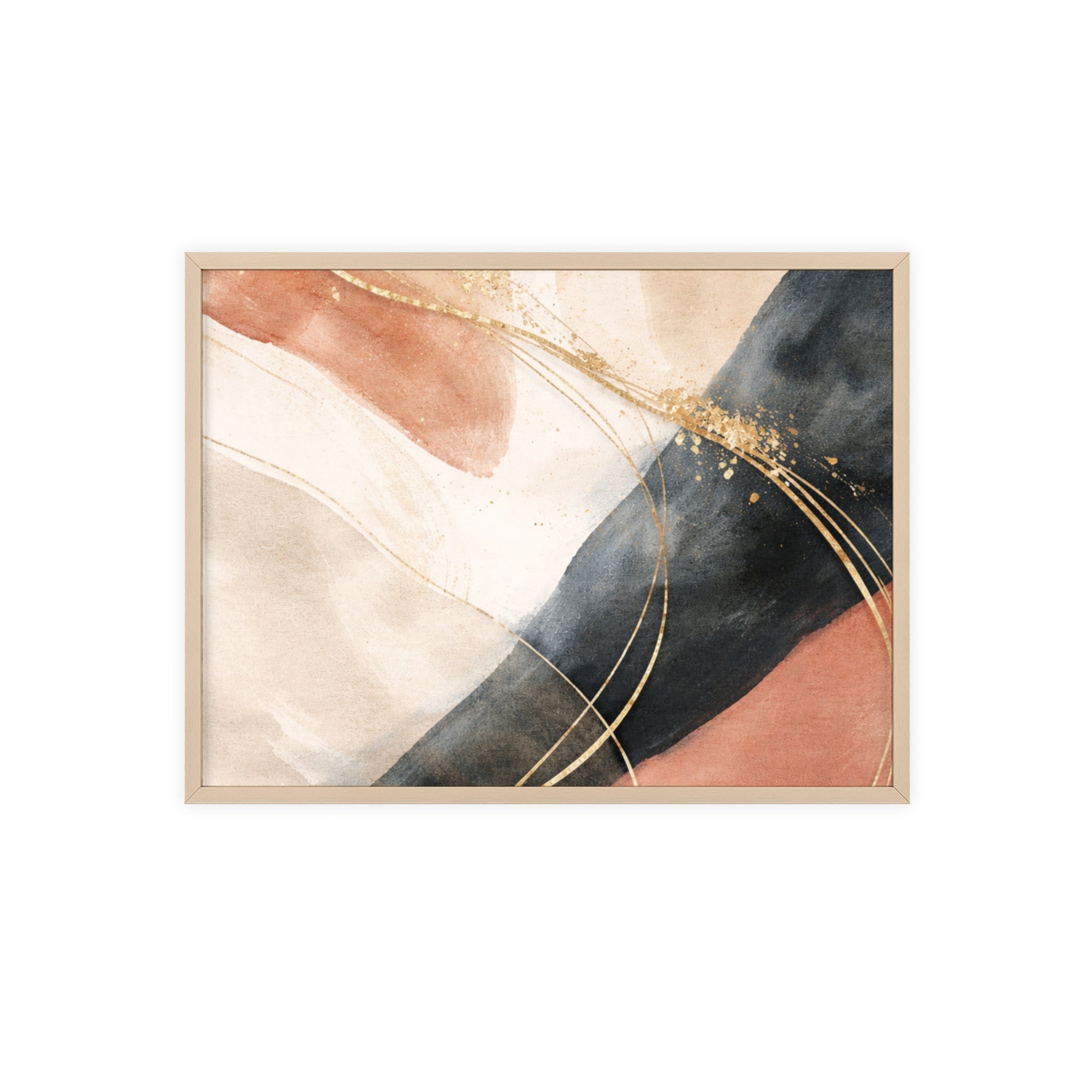 Abstract Gold Arc Framed Poster Modern Watercolor Wall Art