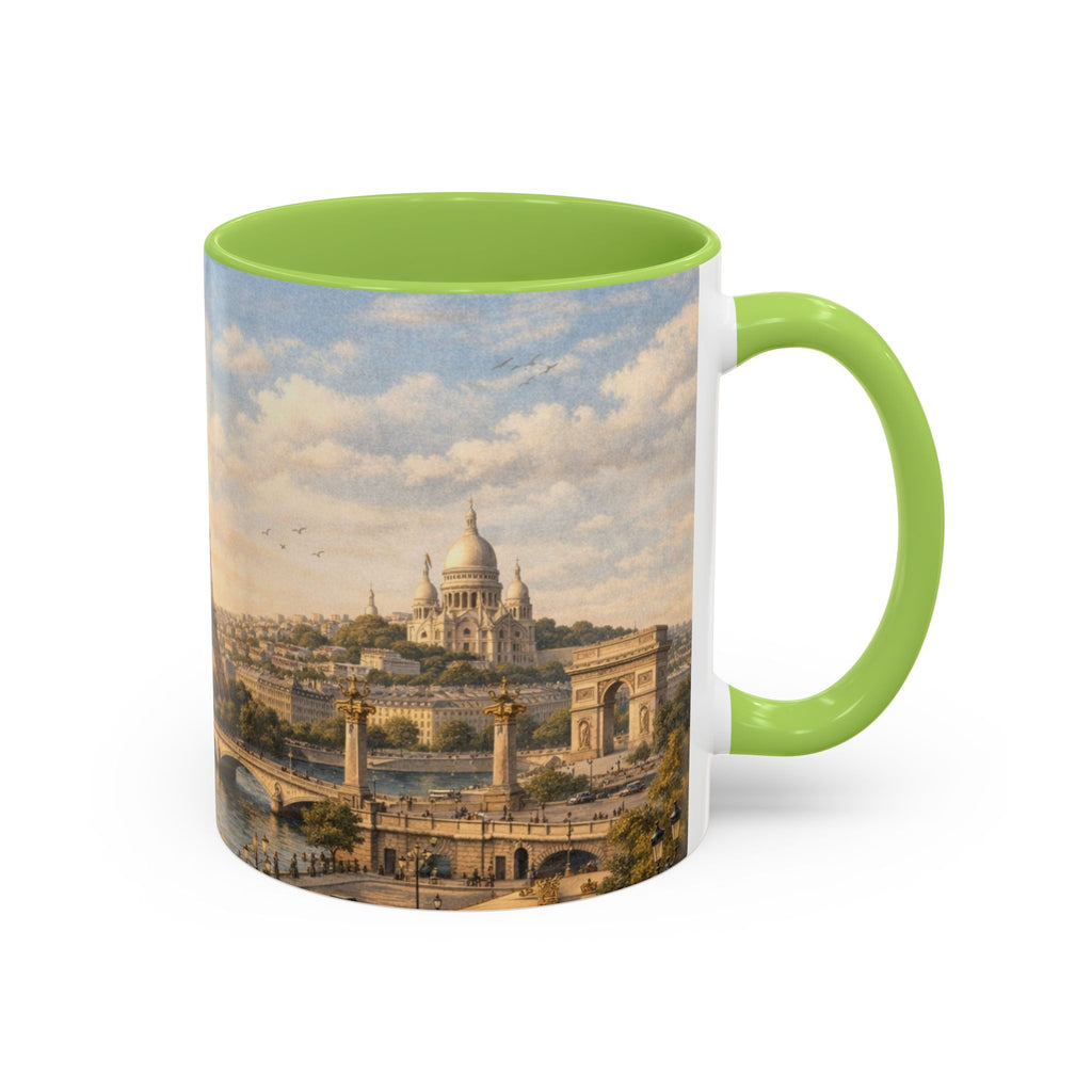 Paris Vintage Skyline Coffee Mug Eiffel Tower and Sacré‑Cœur