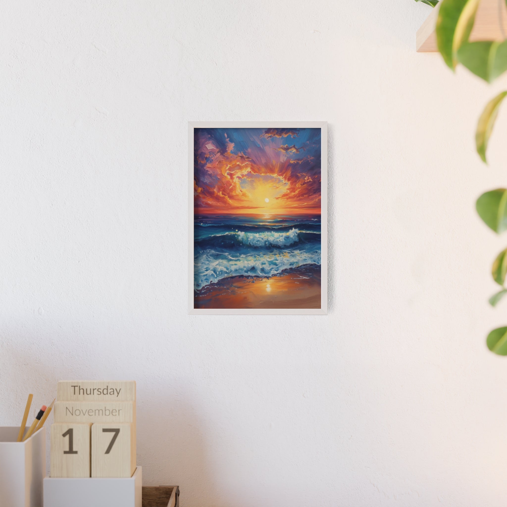 Sunset Ocean Vibrant Seascape Framed Poster