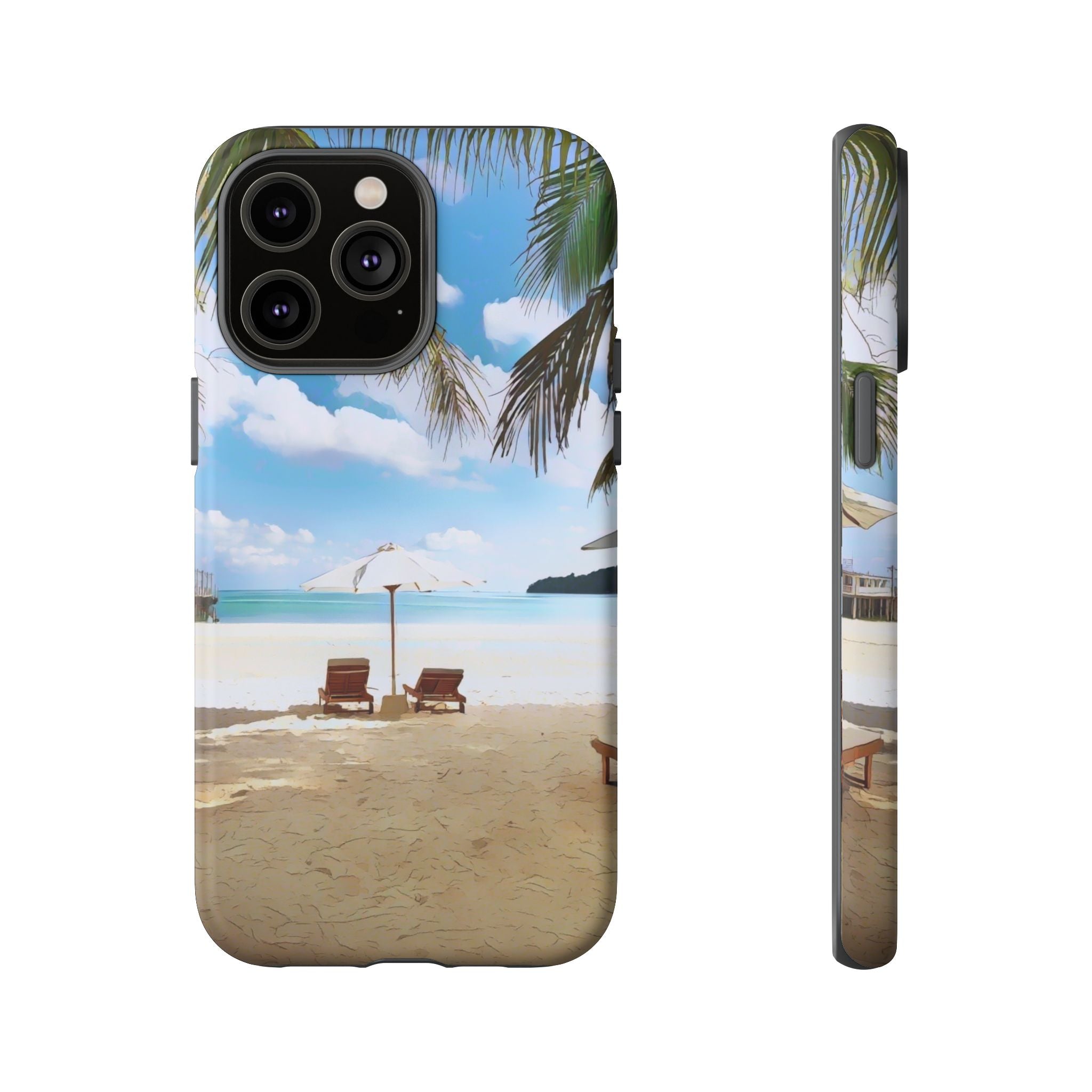 Beach Paradise Tropical Palm Beach Scene Tough Phone Case