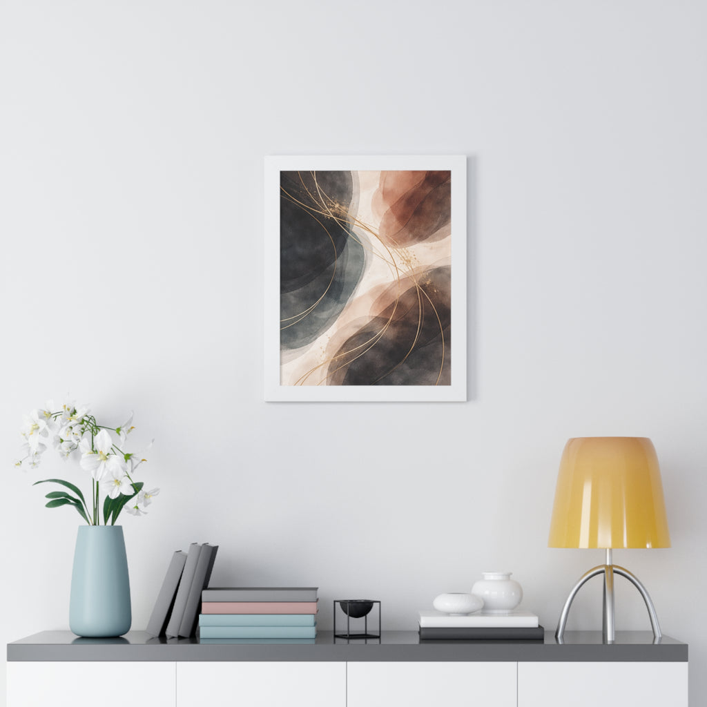 Abstract Earth Tones Framed Poster Modern Organic Wall Art Print