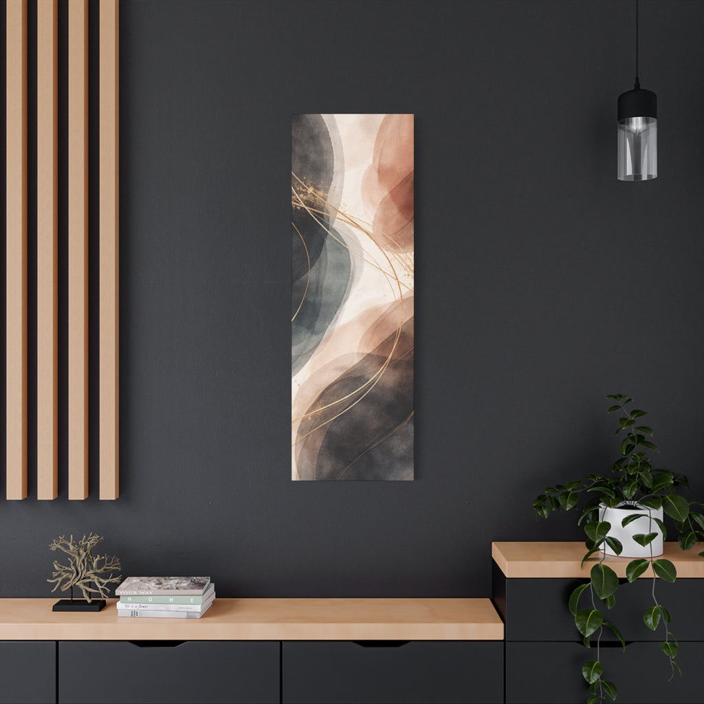 Abstract Earth Tones Matte Canvas Wall Art Modern Gold Line Accent