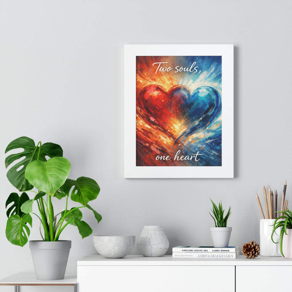Two Souls One Heart Romantic Framed Poster