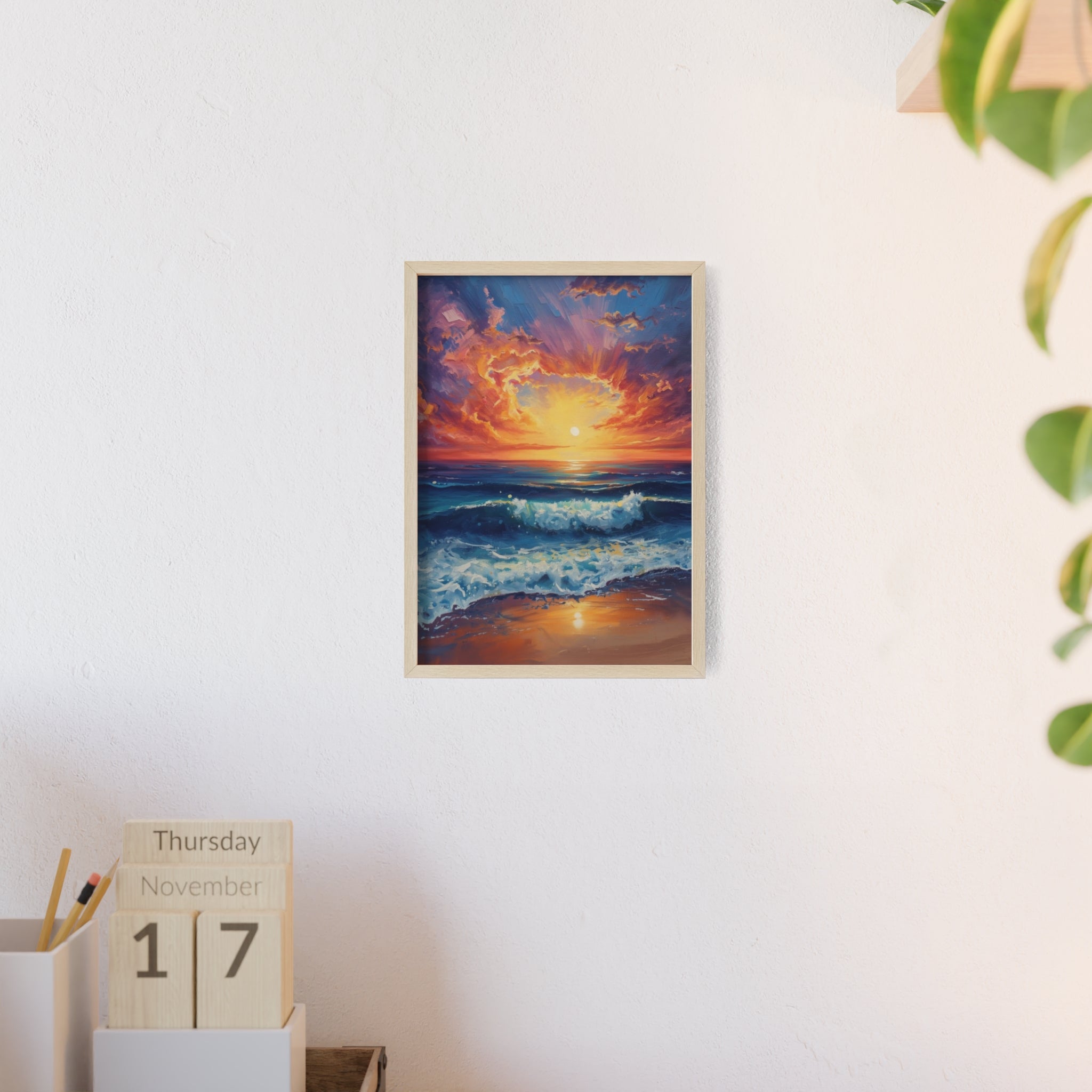 Sunset Ocean Vibrant Seascape Framed Poster
